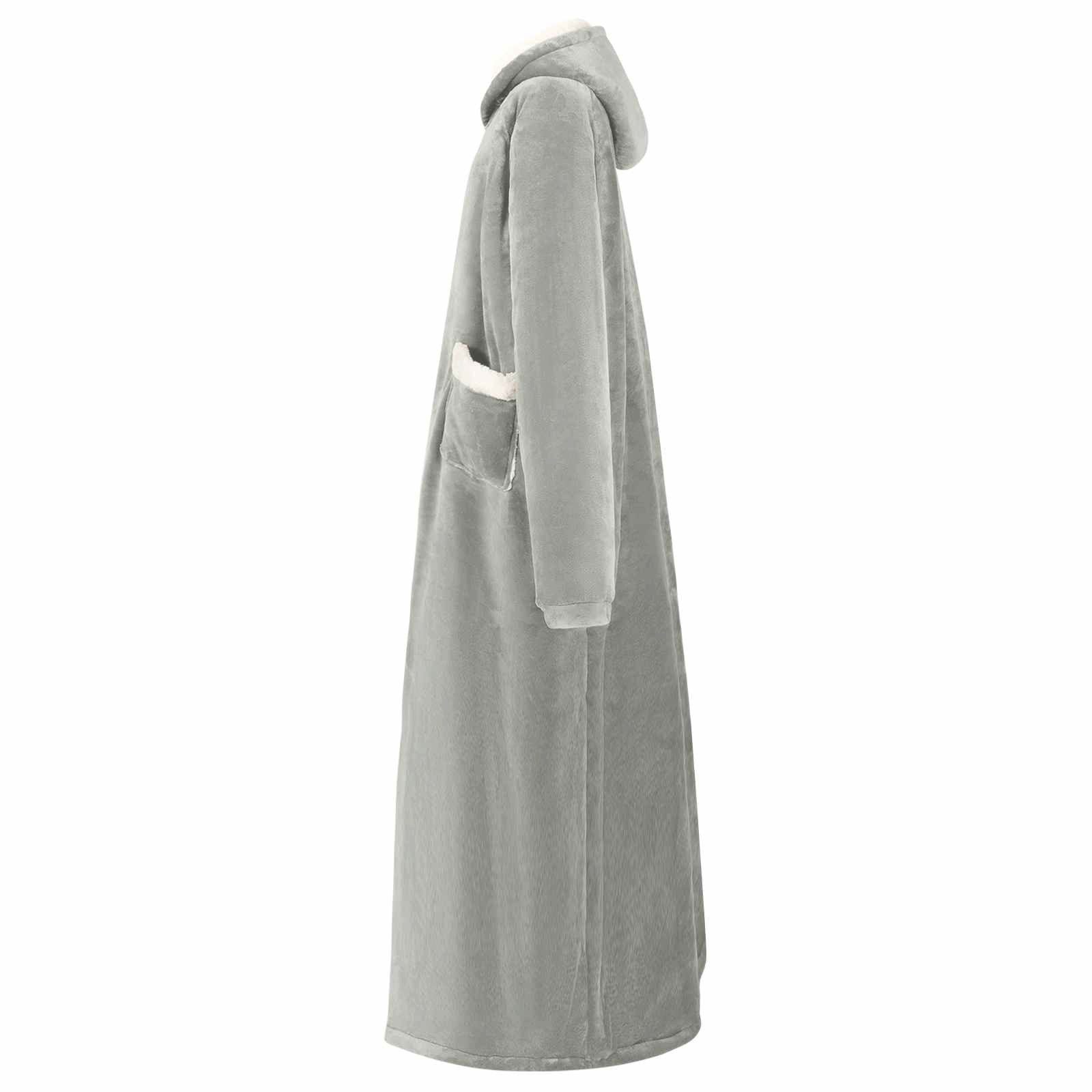 vidaXL Unisex-Bademantel Decken-Hoodie Grau L Fleece und Flanell, Vlies