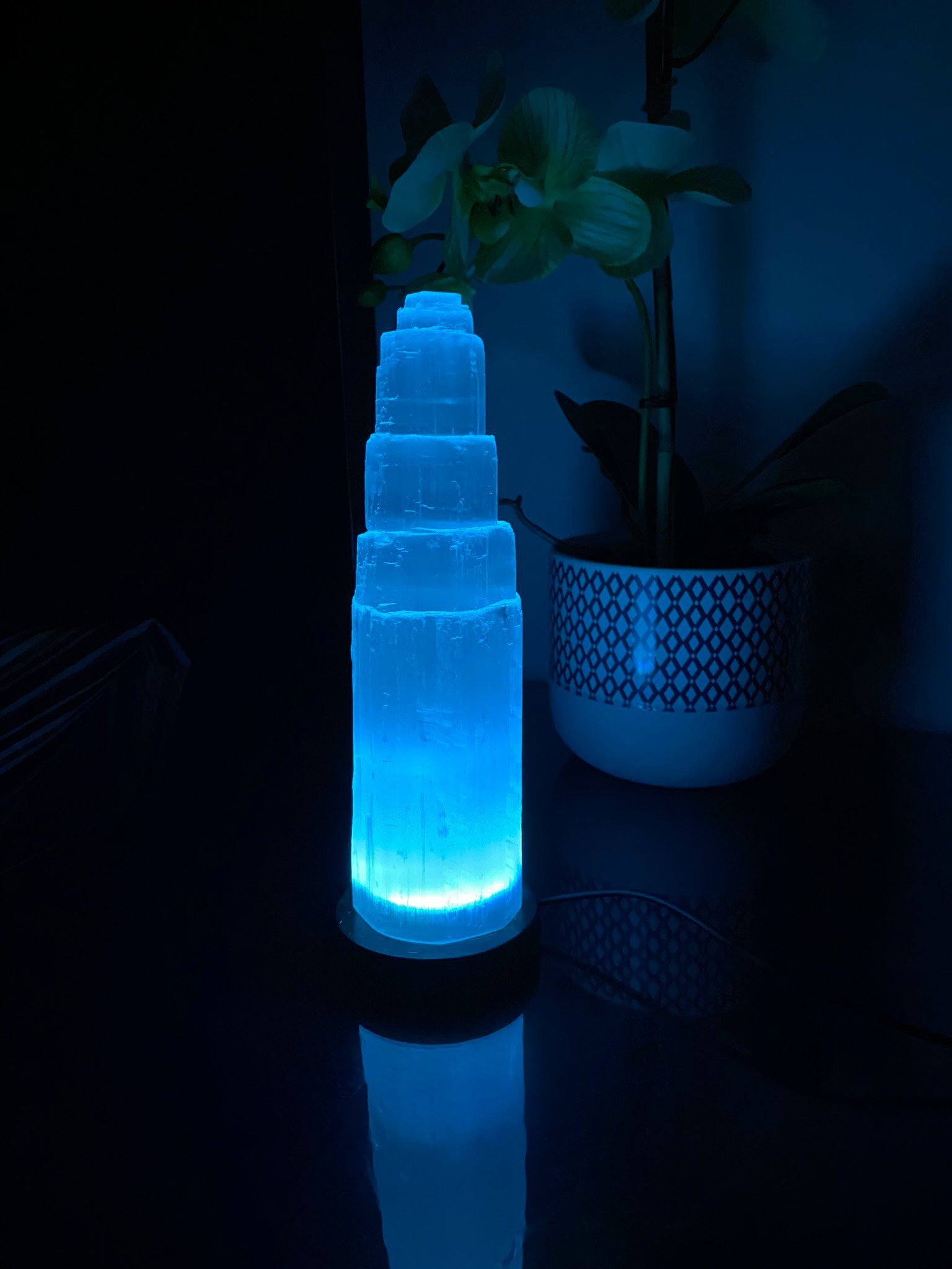 Heimtex Lampe Nachttischlampe Farbwechsel Kristall Tischlampe tischleuchte LED lampe Selenite Turm