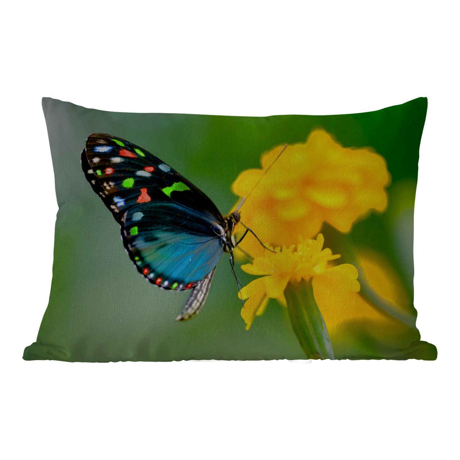 MuchoWow Dekokissen Schmetterling - Blume - Tier - Insekt, Outdoor-Dekorationskissen, Polyester, Dekokissenbezug, Kissenhülle