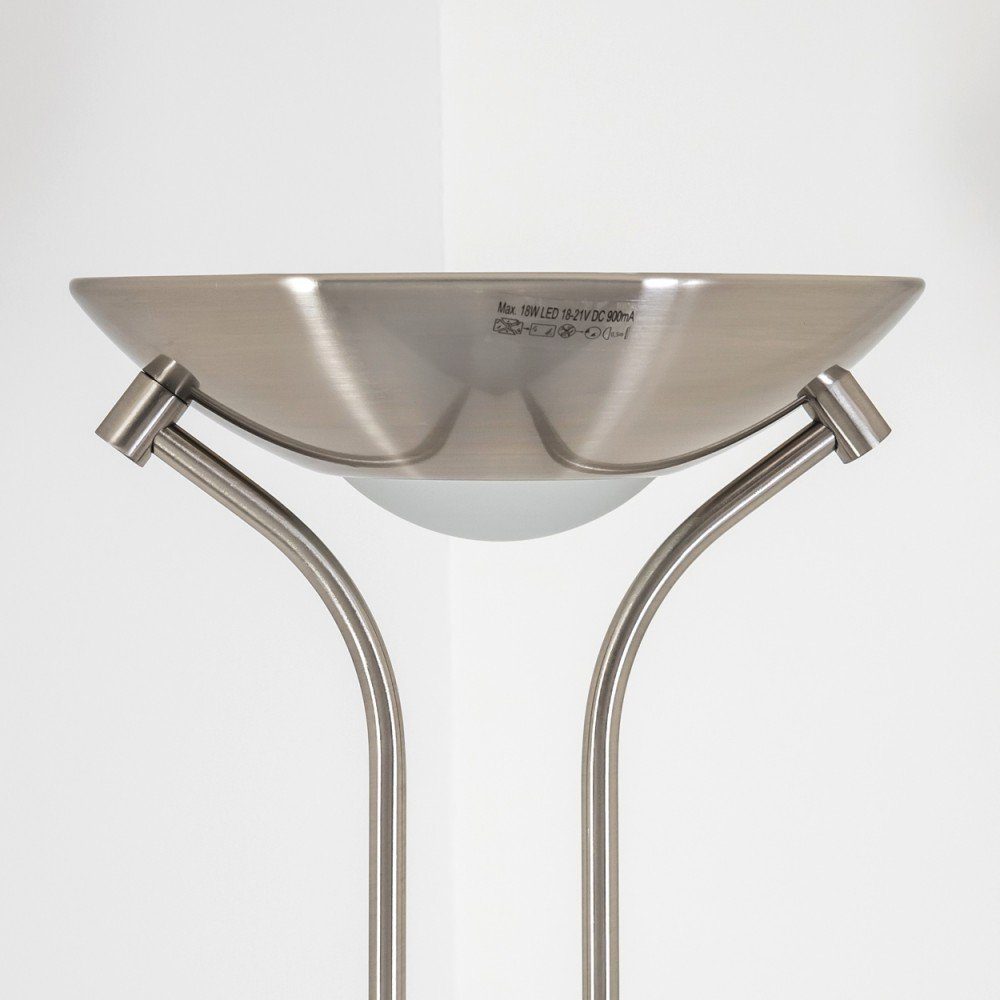 hofstein Deckenfluter »Roppa« dimmbare Stehleuchte aus Metall in Nickel-matt, 3000 Kelvin, Stehleuchte Drehdimmer, 1600 Lumen, 480 Lumen, verstellbarer Lesearm – Bild 5 von 5