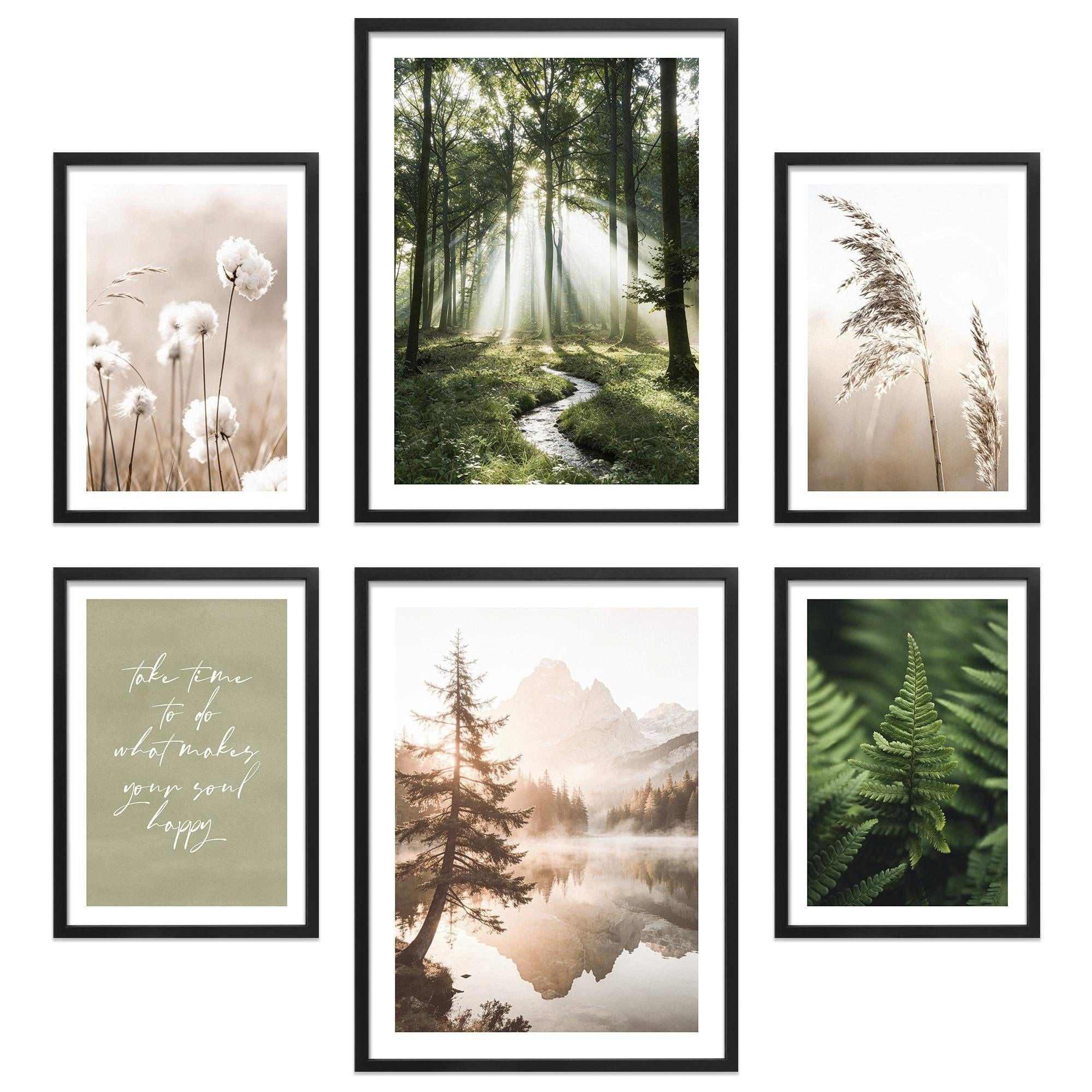 ARTFAVES Bilder-Collage Poster Set Simplicity Nature I mehrteilige Bilderwand I Wandbilder Wal, (Wandbilder modern, 6 St)