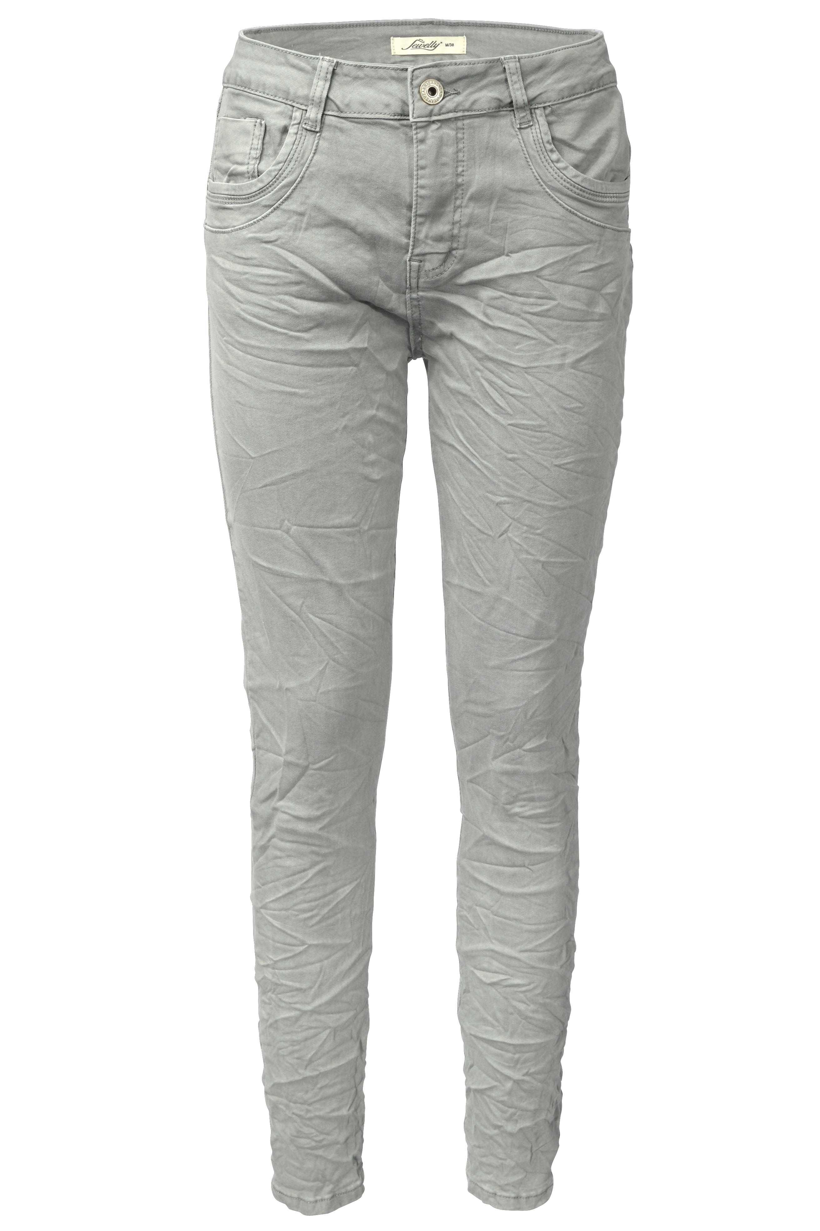 Jewelly Boyfriend Stretch jeansbroek voor dames, denim broek voor vrouwen, decoratieve knoopsluiting, Antieke knop, S