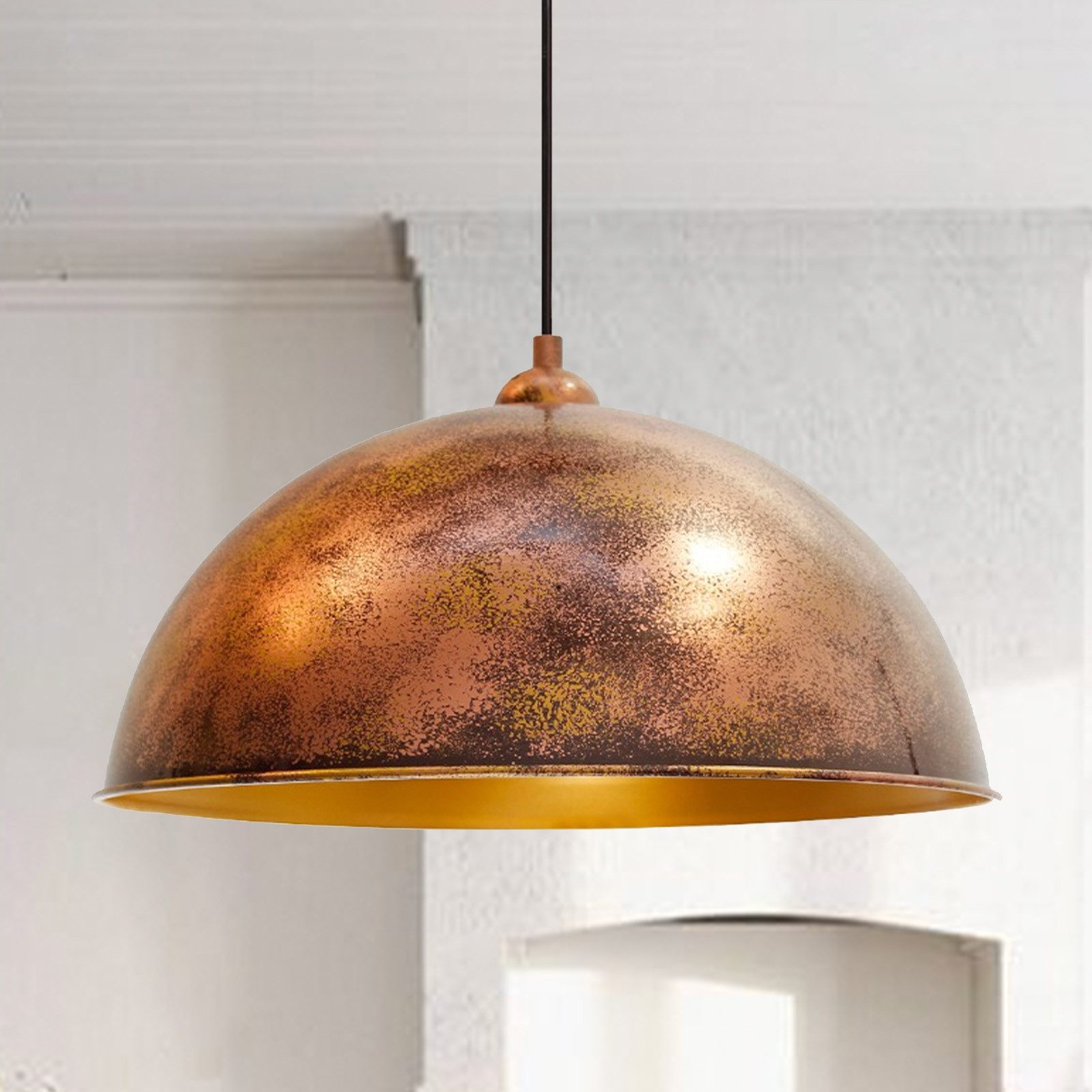 Bamyum Pendelleuchte Hängelampe Kupferfarbe, E27, Handgemalt Vintage Industrial Style Lampe, ohne Leuchtmittel