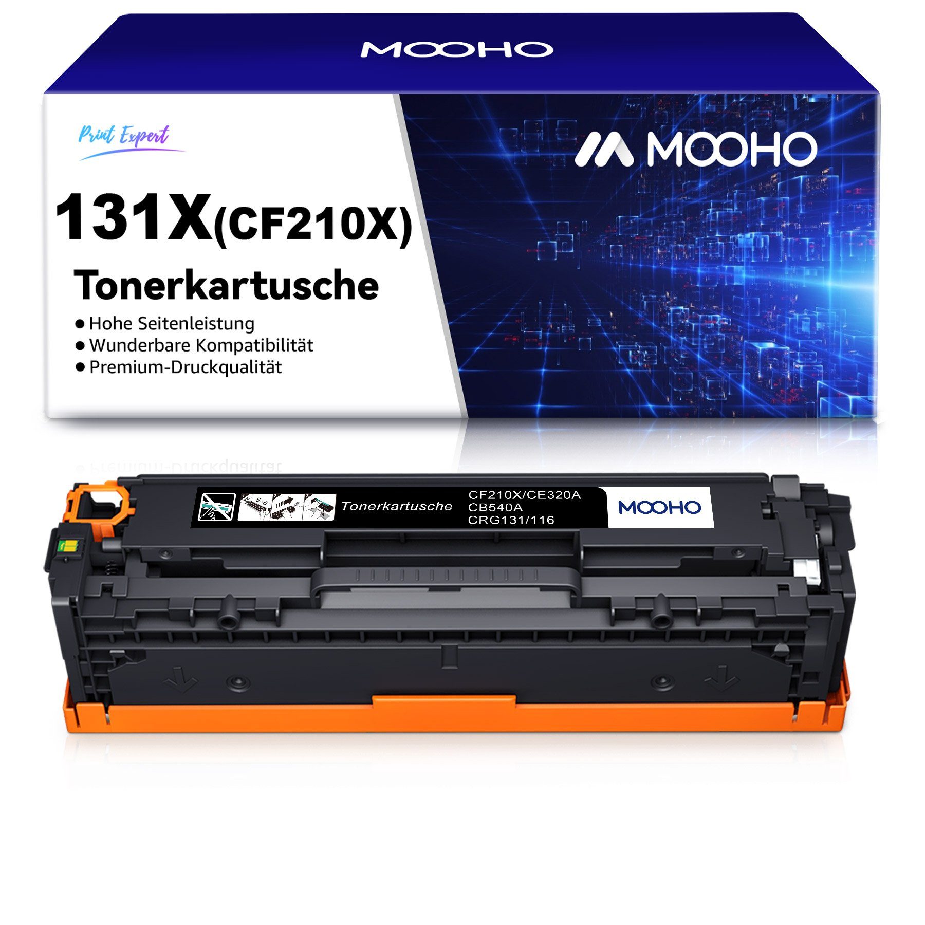 MOOHO Tonerkartusche für HP 131X CF210X 131A Schwarz Cyan Gelb Magenta, (HP laserjet pro 200 color mfp m276nw cm1415fn), Canon i-Sensys LBP5050 MF8050CN MF8030CN