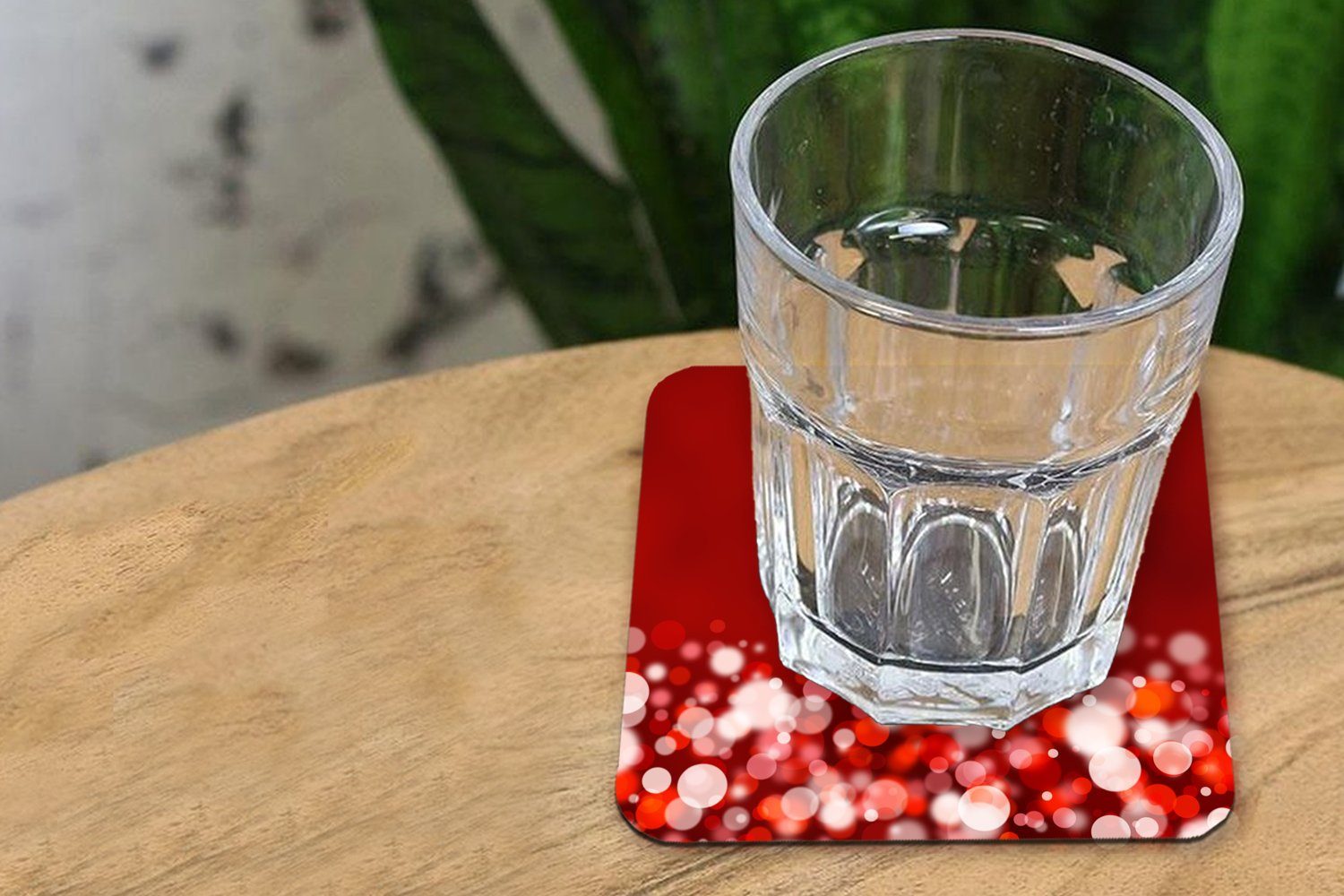 MuchoWow Glasuntersetzer Rot - Design Gläser, Untersetzer, Korkuntersetzer, - 6-tlg., - abstrakt für Tischuntersetzer, Licht, Glasuntersetzer, Zubehör Tasse