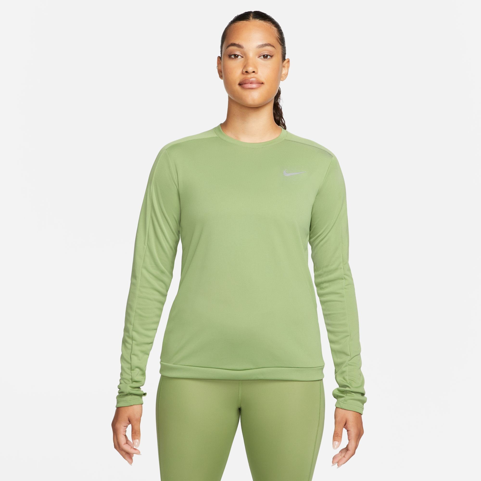Förderung Nike Laufshirt DRI-FIT WOMEN'S TOP RUNNING CREW-NECK grün