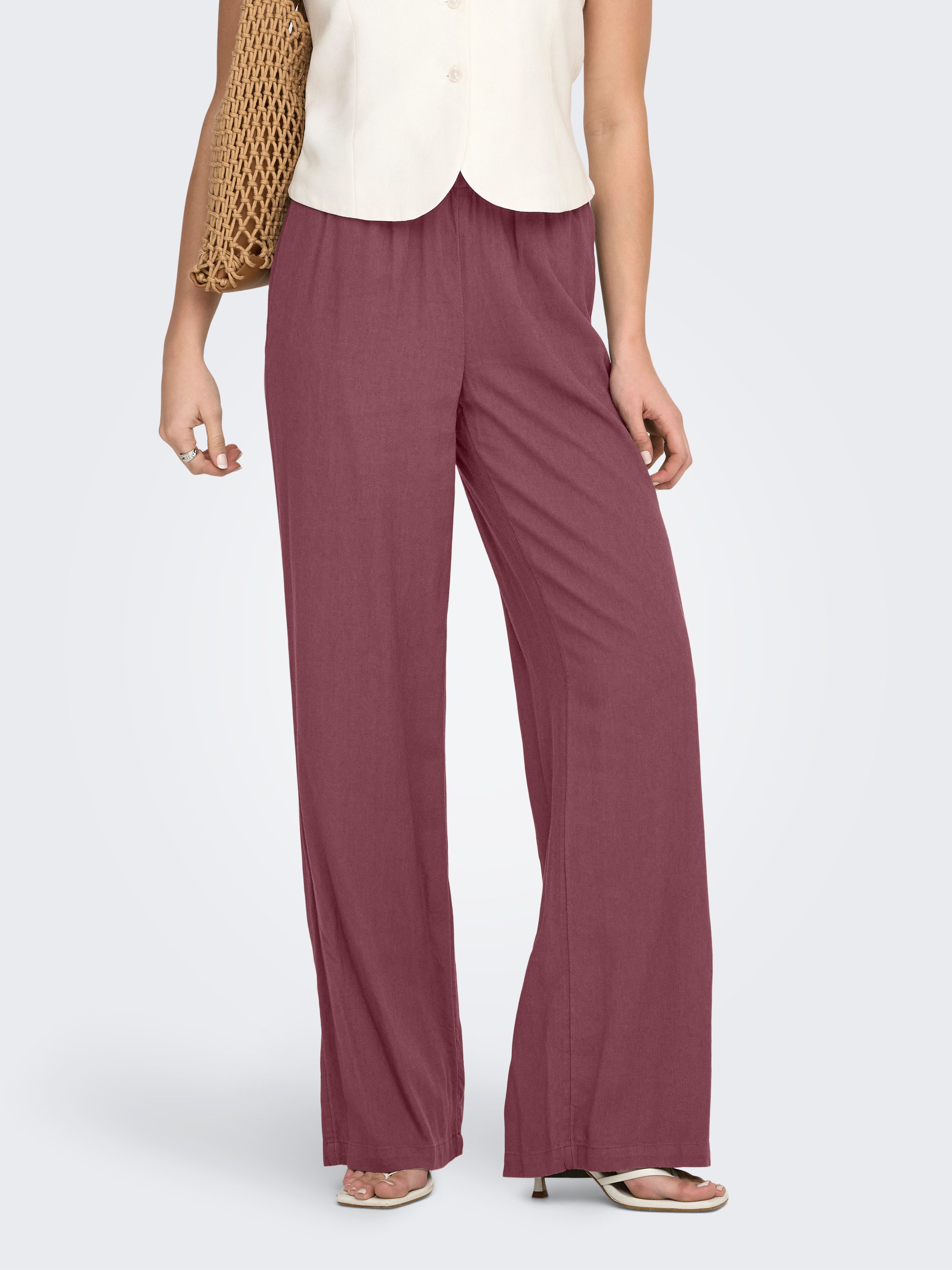 ONLY Schlupfhose ONLGOA MW LINEN BL PULL-UP PANT CC PNT mit Leinen günstig online kaufen