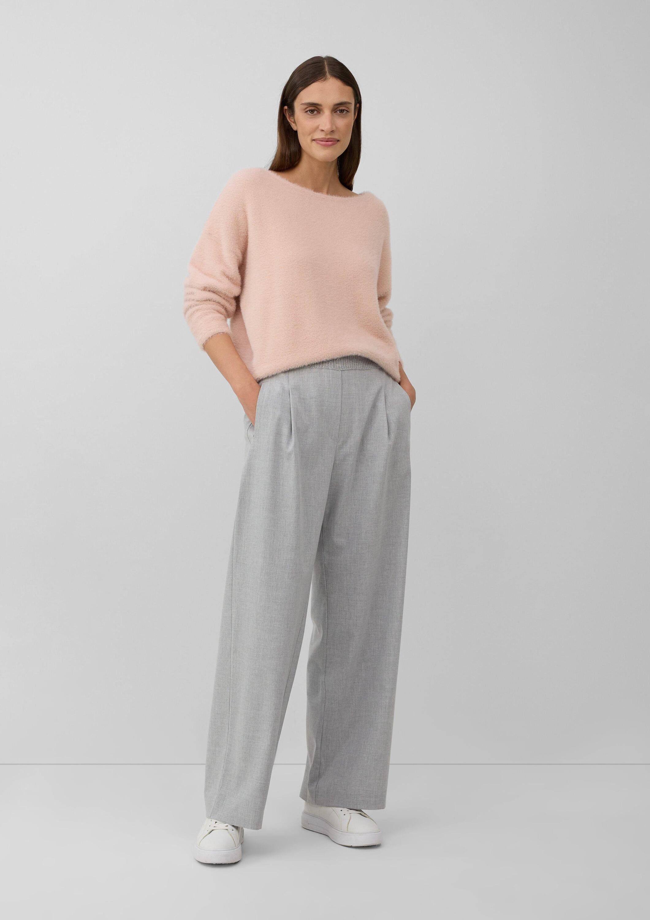 s.Oliver Longpullover Strickpullover Flauschiger Pullover mit U-Boot-Ausschnitt
