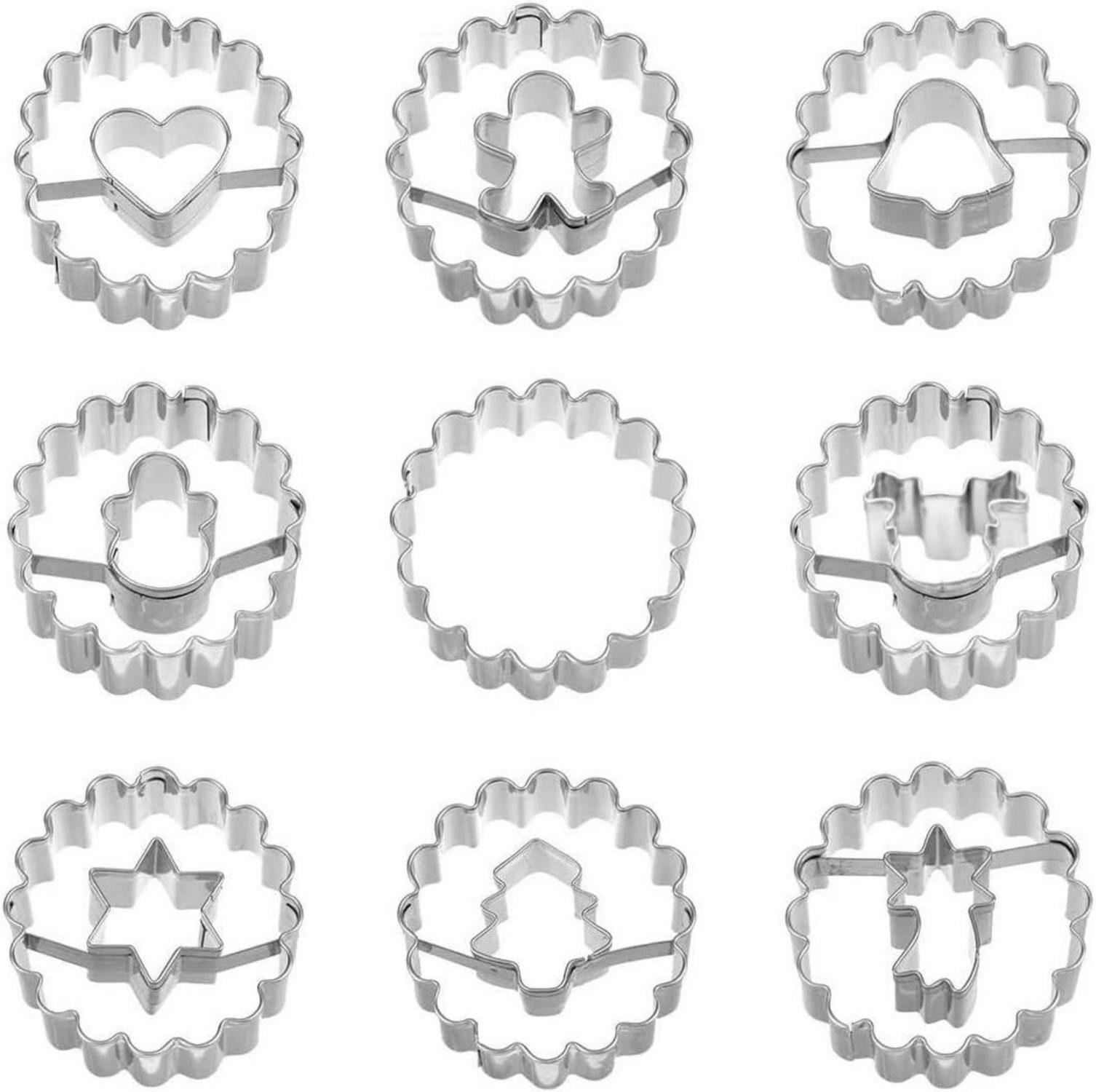 Back-Set Weihnachten Linzer Ausstecher Set 9 Stück Edelstahl Keksausstecher