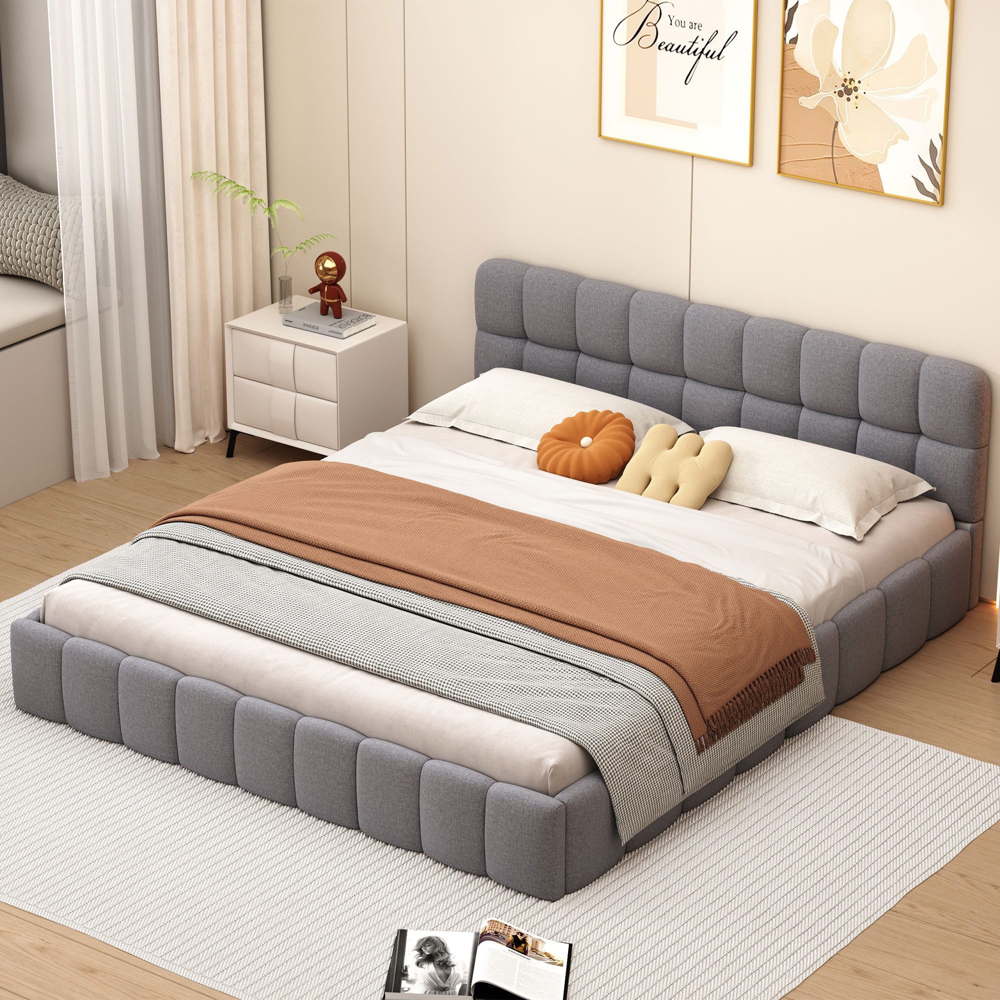 Furnishings Home Polsterbett Doppelbett Jugendbett, Bett mit Kopfteil (Futo günstig online kaufen