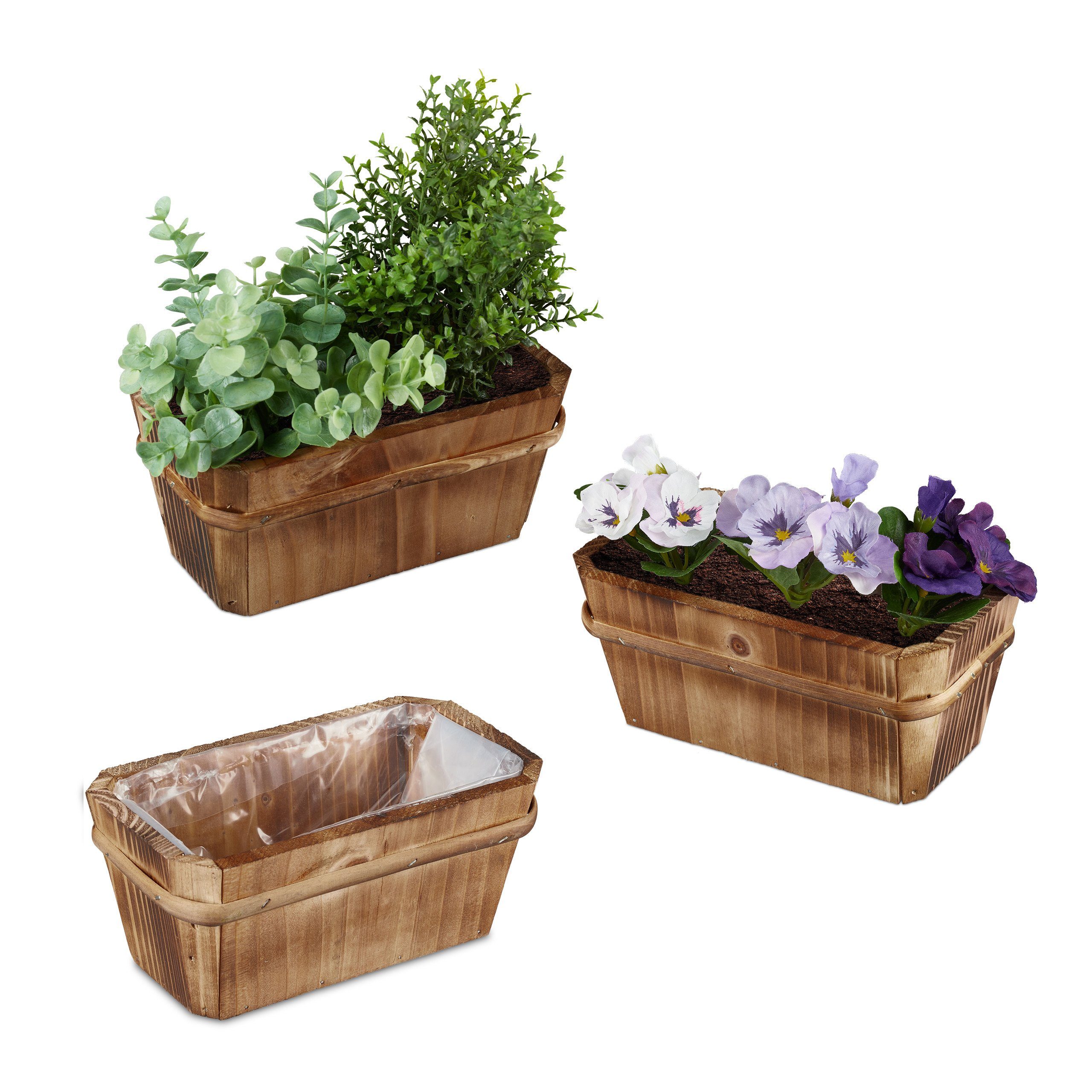 relaxdays Blumenkasten Set Kleiner Blumenkasten 3er