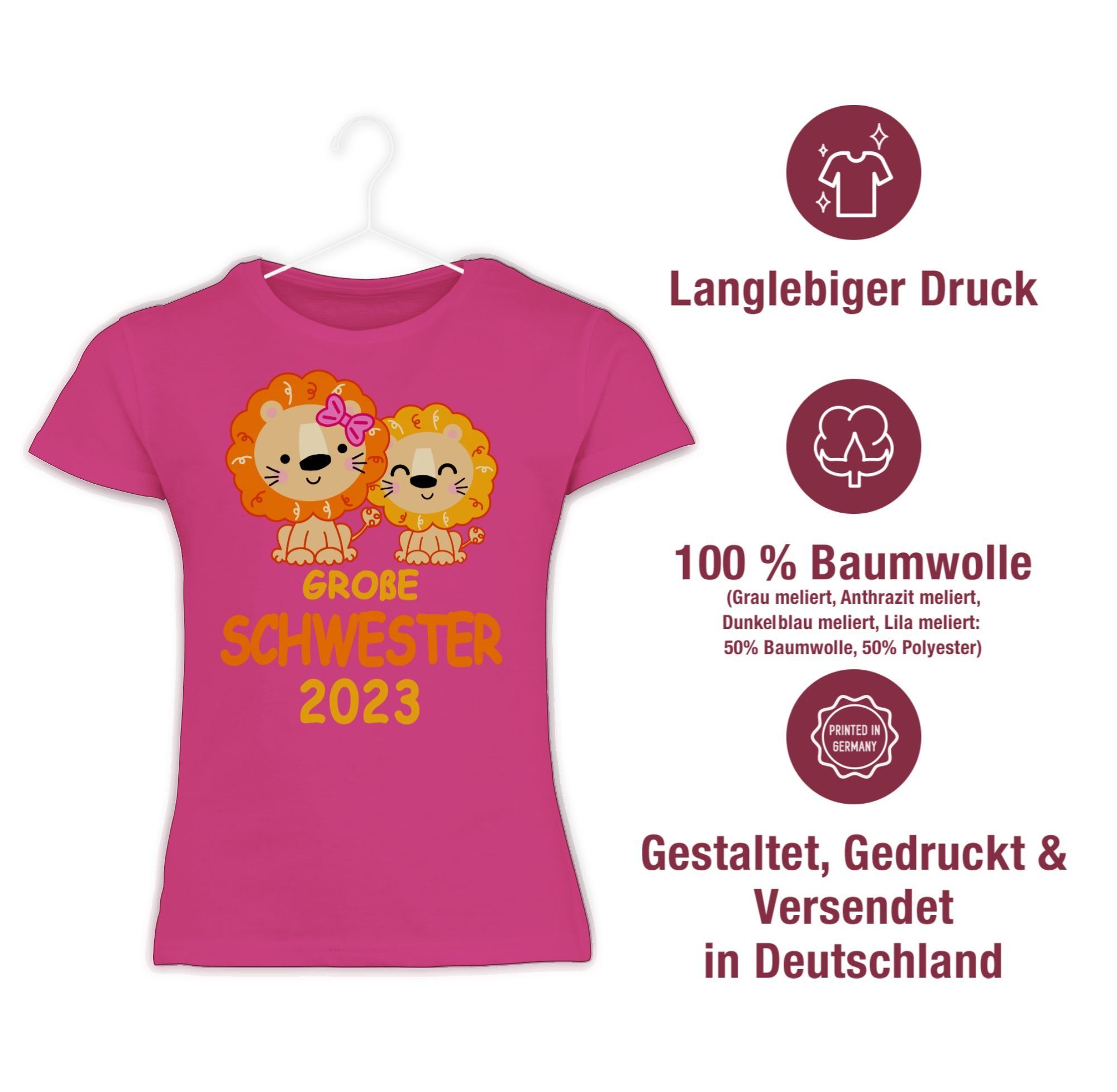 Große Shirtracer Fuchsia Große mit 2023 Schwester Schwester Löwen T-Shirt 1