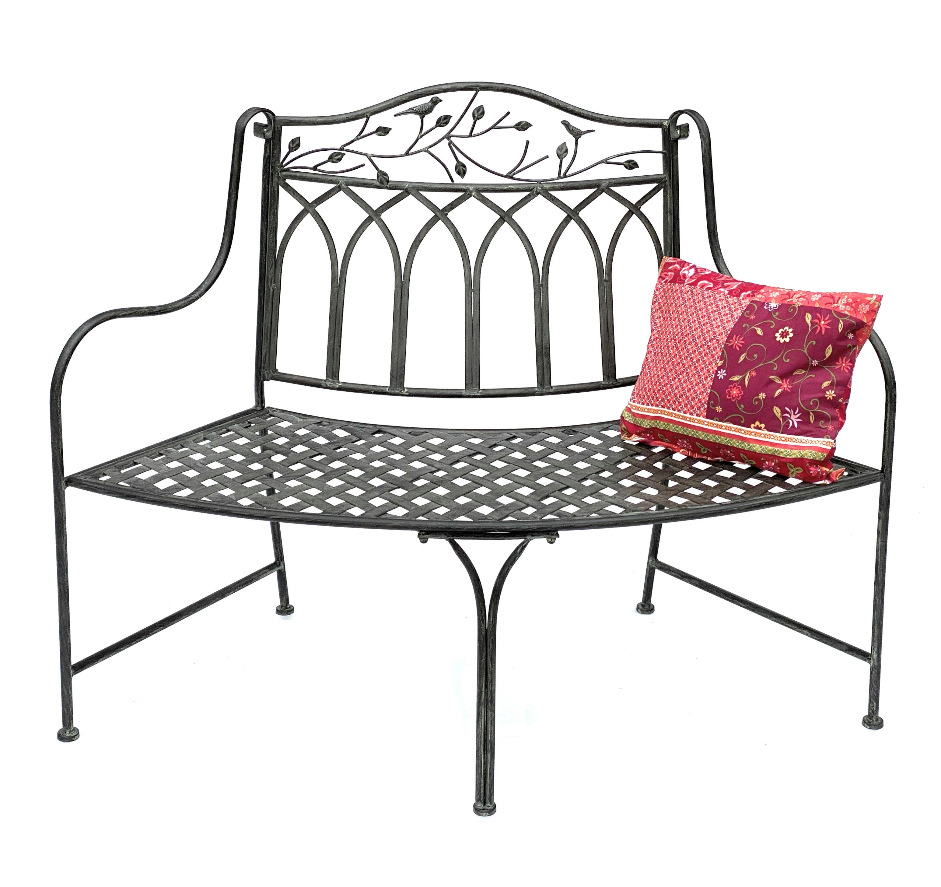 DanDiBo Gartenbank Wetterfest Halbrund aus Metall Braun 96002 125 cm Bank Metallbank, Sitzbank Garten