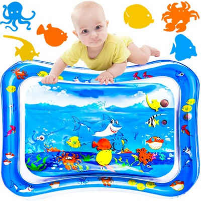 KRUZZEL Spielmatte XXL Baby Wassermatte – Aufblasbares Sensorisches Spielzeug, Aufblasbare Wasserspielmatte für Babys mit bunten Wassertieren