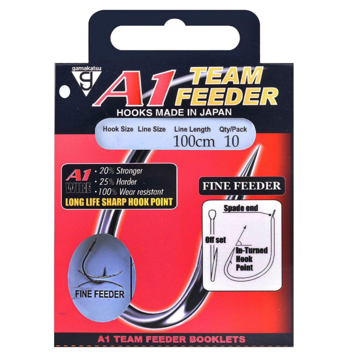 Feederhaken Gamakatsu A1 Team Feeder Fine Feeder Booklet 100cm - 10 Angelhaken