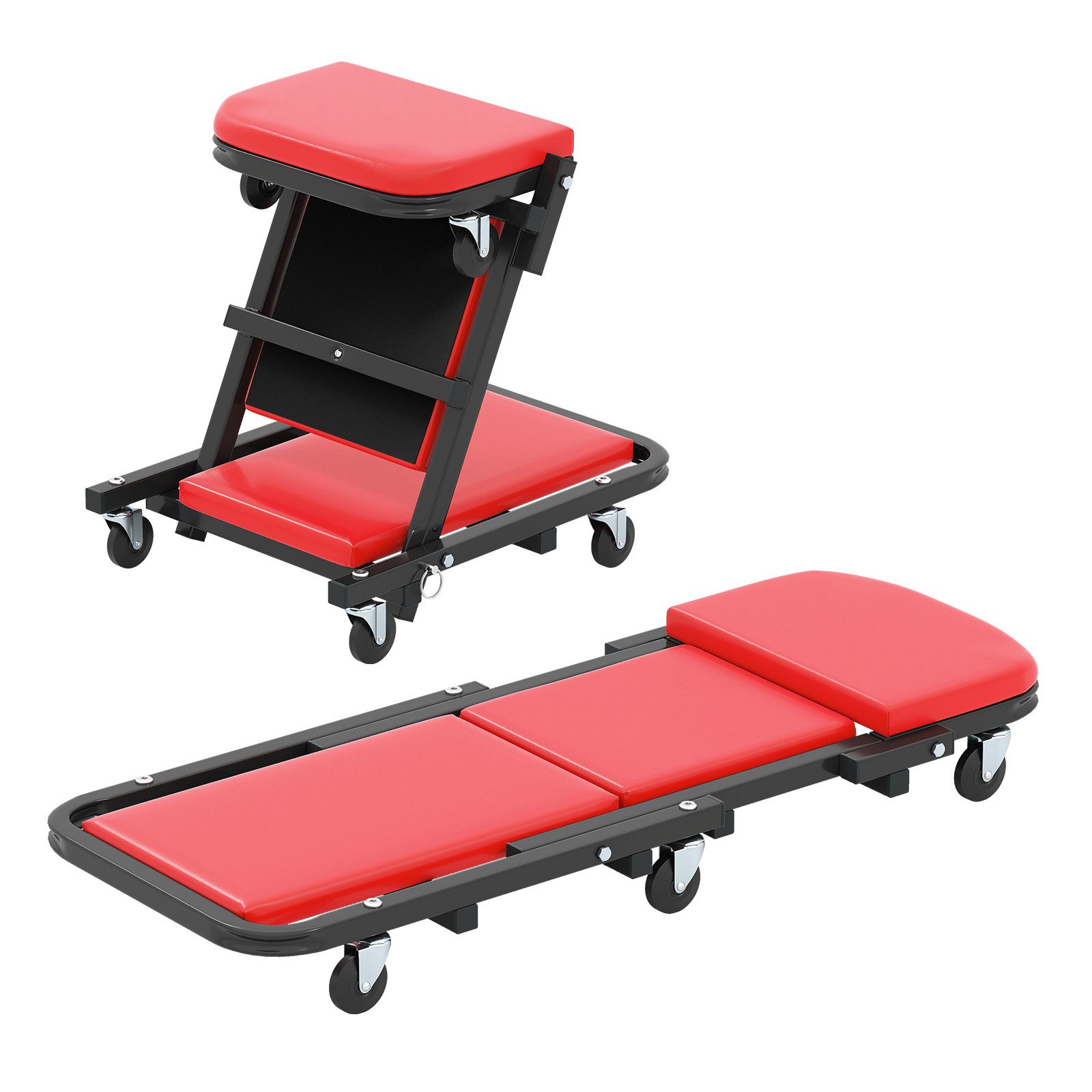 COSTWAY Rollbrett, 2 in 1 Werkstatthocker & Werkstatt bis 160kg 102x40x14cm