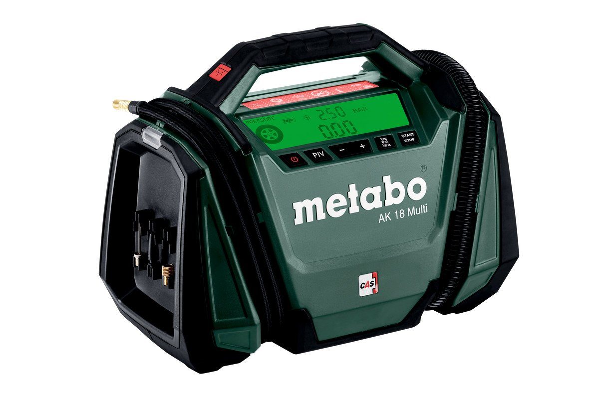 Metabo Professional Akku-Handkompressor AK 18 Karton Ladegerät, ohne 11,00 im bar, Akku Multi, und max