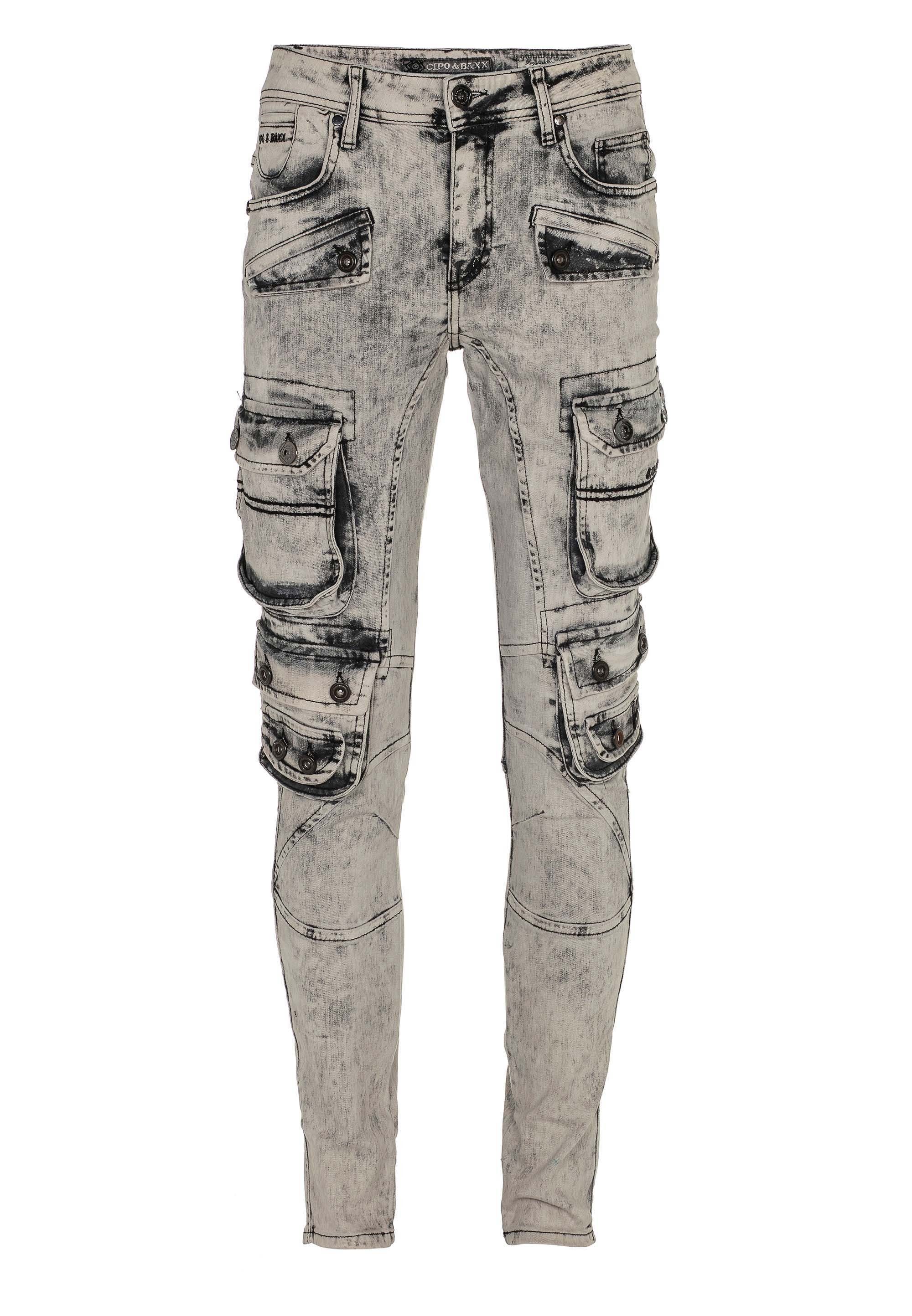 Cipo & Baxx Cargo Fit mit in Slim Bequeme Taschen Jeans