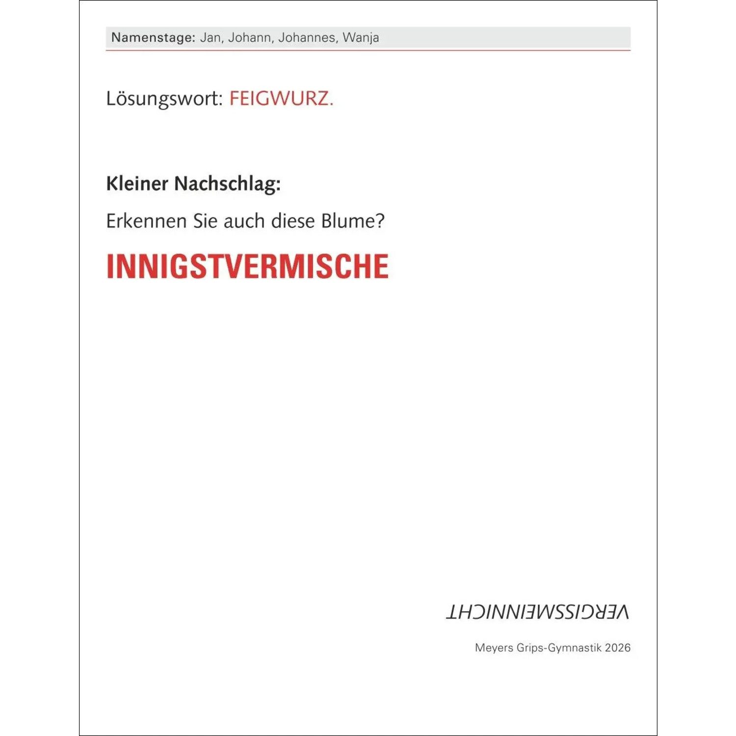 Harenberg Kalender Verlag Abreißkalender Meyers Grips-Gymnastik Tagesabreißkalender 2026 - Das tägliche...