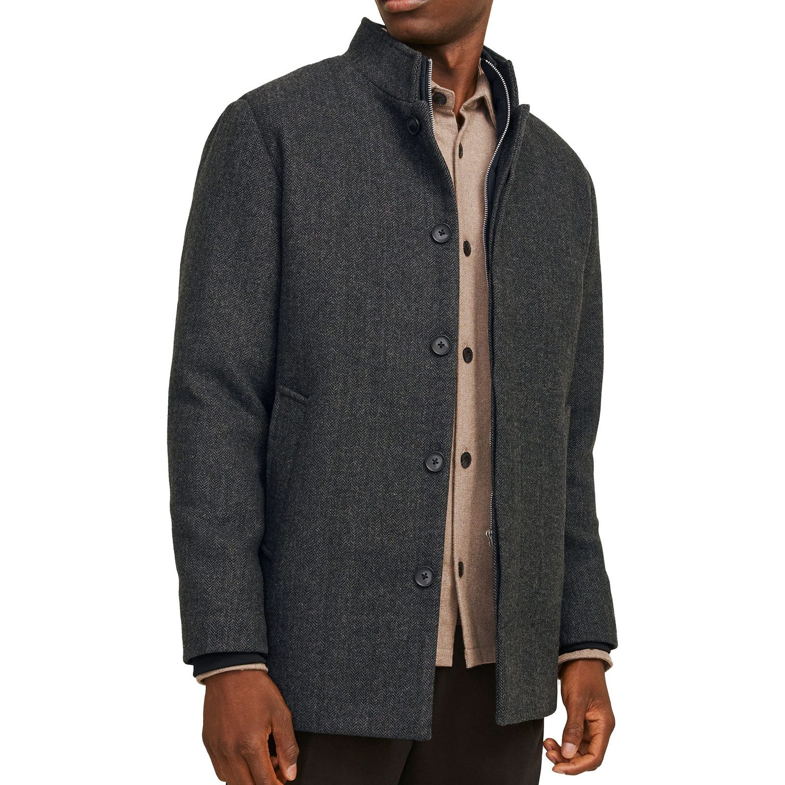 Jack & Jones Kurzmantel Wolljacke JJEHARRISON Wool Blend Jacket mit Herringbone-Muster – Bild 3 von 5