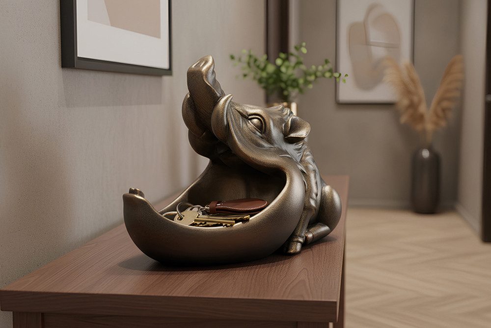 riess-ambiente Dekofigur WARTHOG 35cm bronze – Skulptur im Warzenschwein-Design, handmade (Einzelartikel, 1 St), tierische Pumba-Statue mit Ablagefach – ideal für Flur & Sideboard