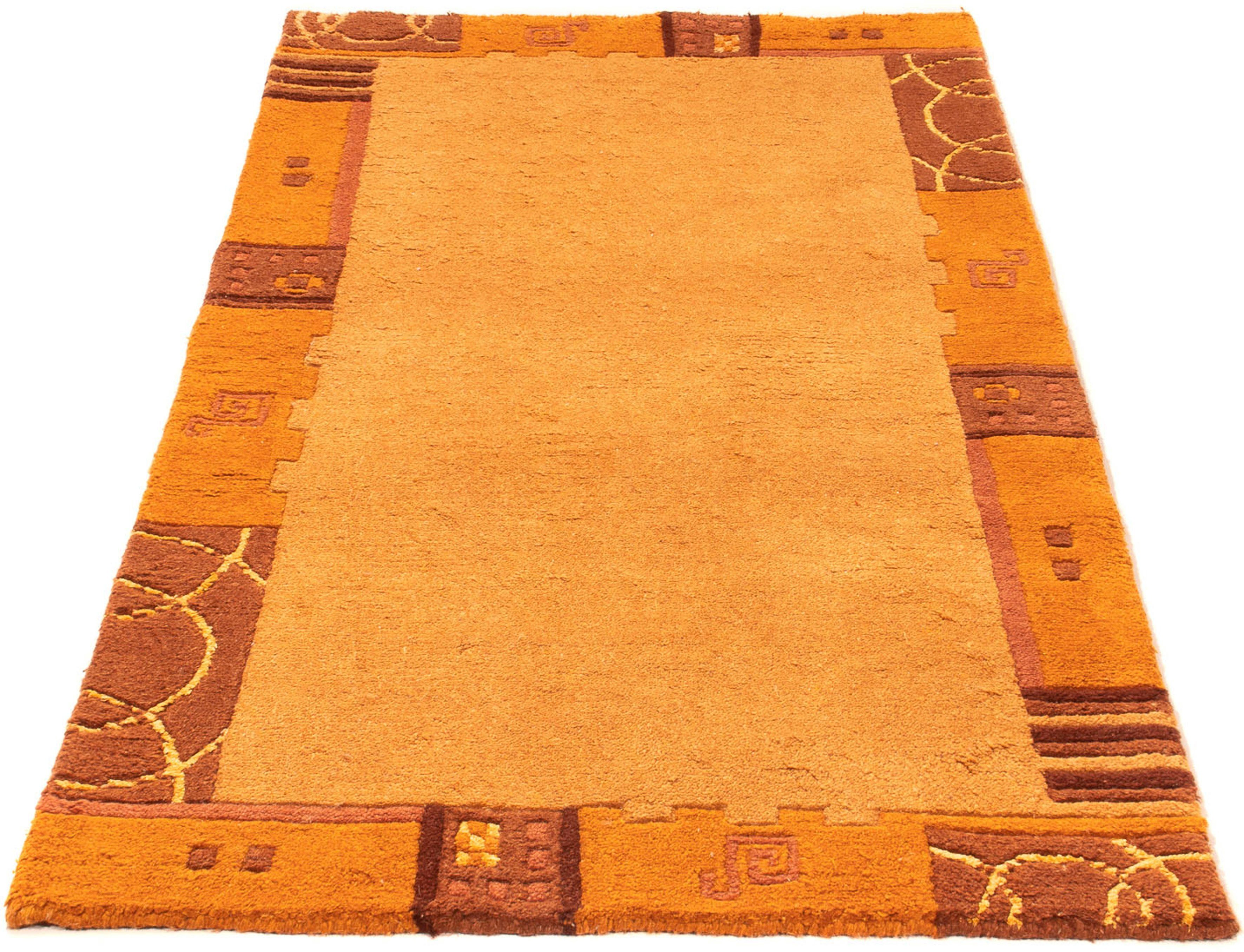 Wollteppich Nepal - 150 x 80 cm - orange, morgenland, rechteckig, Höhe: 18  mm, Wohnzimmer, Handgeknüpft, Einzelstück mit Zertifikat