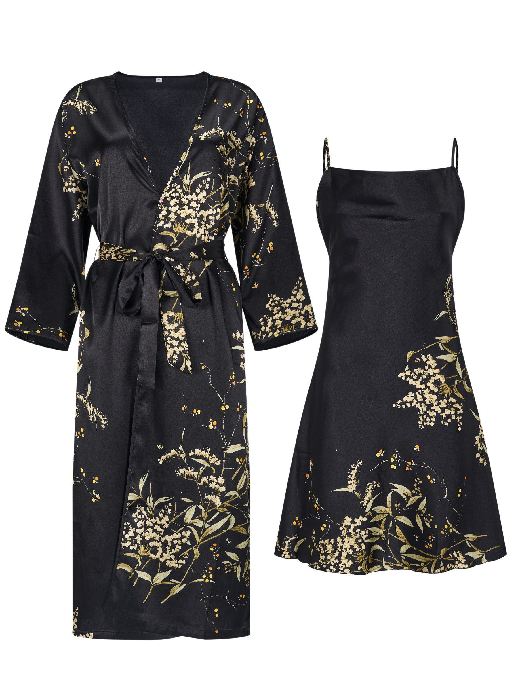 Elegant Love Morgenmantel Satin Pyjama-Set 2-tlg., Damen-Loungewear & Nacht günstig online kaufen