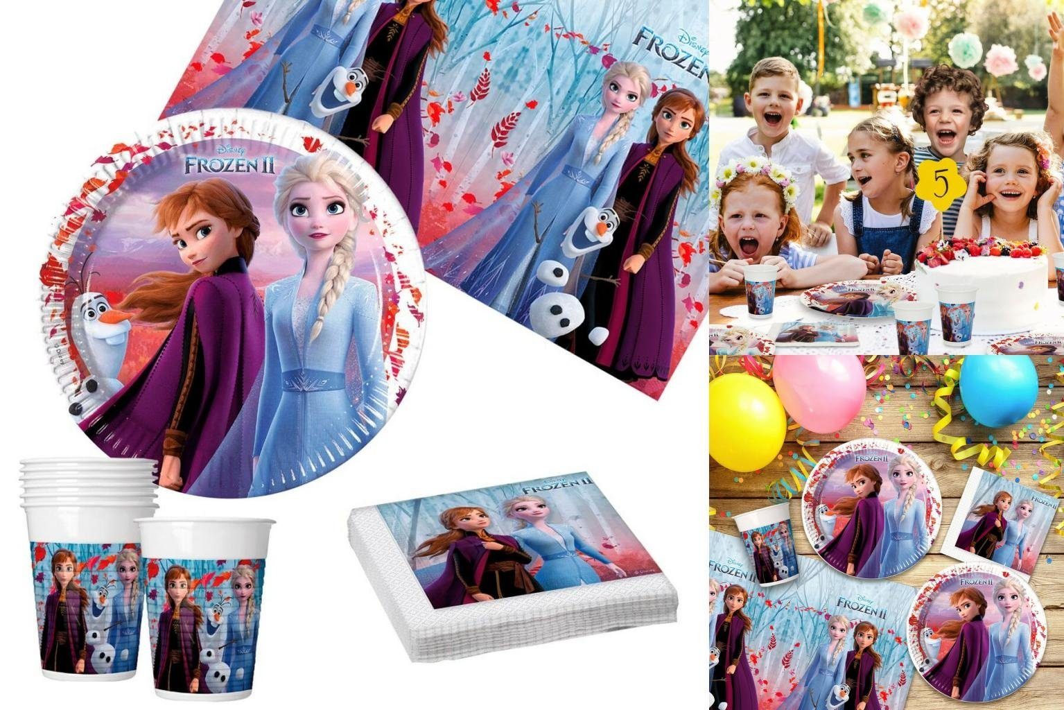 Geschenke von ausgewählten Marken Frozen Einweggeschirr-Set Set Partyartikel Frozen 37 Stücke