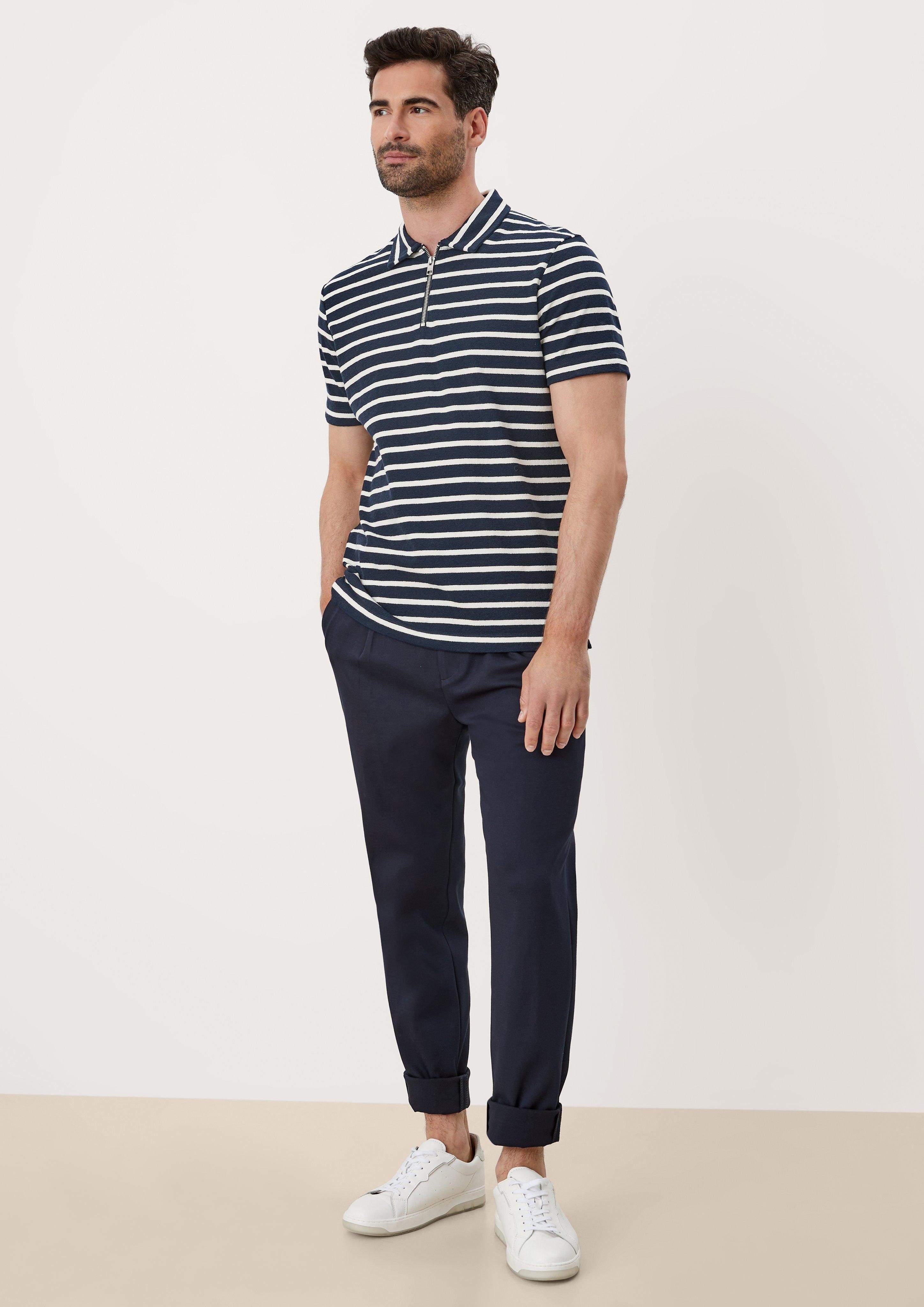 s.Oliver stripes Kurzarmshirt Poloshirt navy im Streifendesign