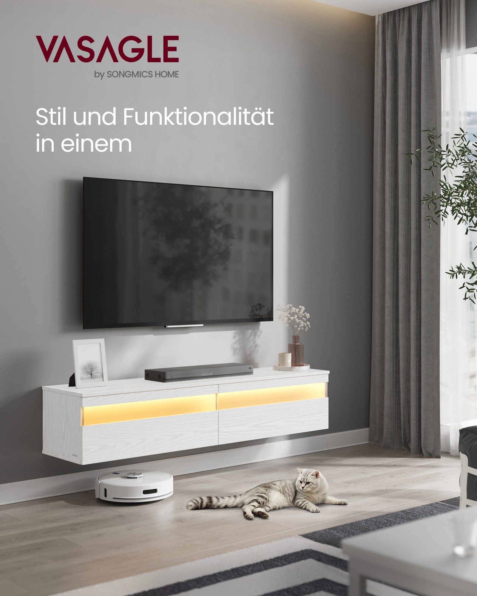 VASAGLE Lowboard, TV-Board hängend, Hängeschrank Wohnwand, günstig online kaufen