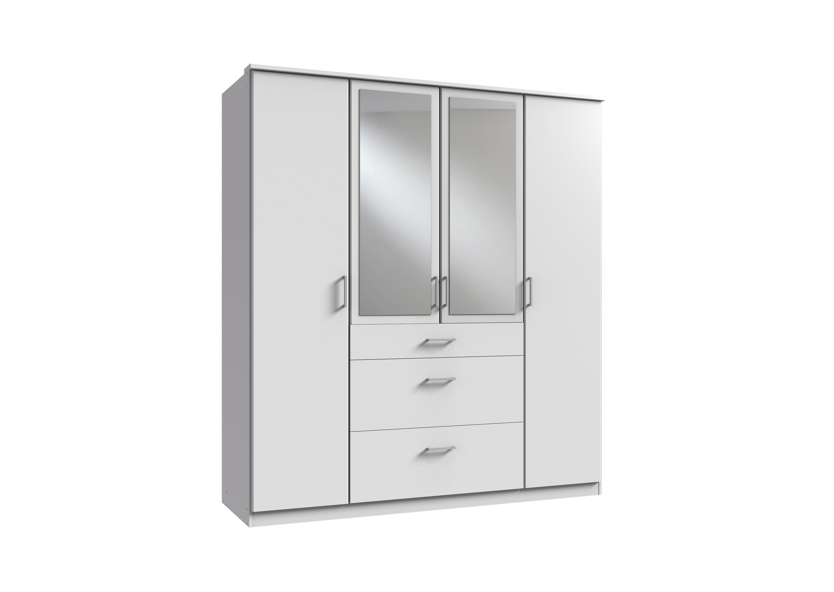 Türen (B/H/T: Kleiderschrank freiraum cm) Weiß mit Schubladen 4 3 Click in 180x198x58 und
