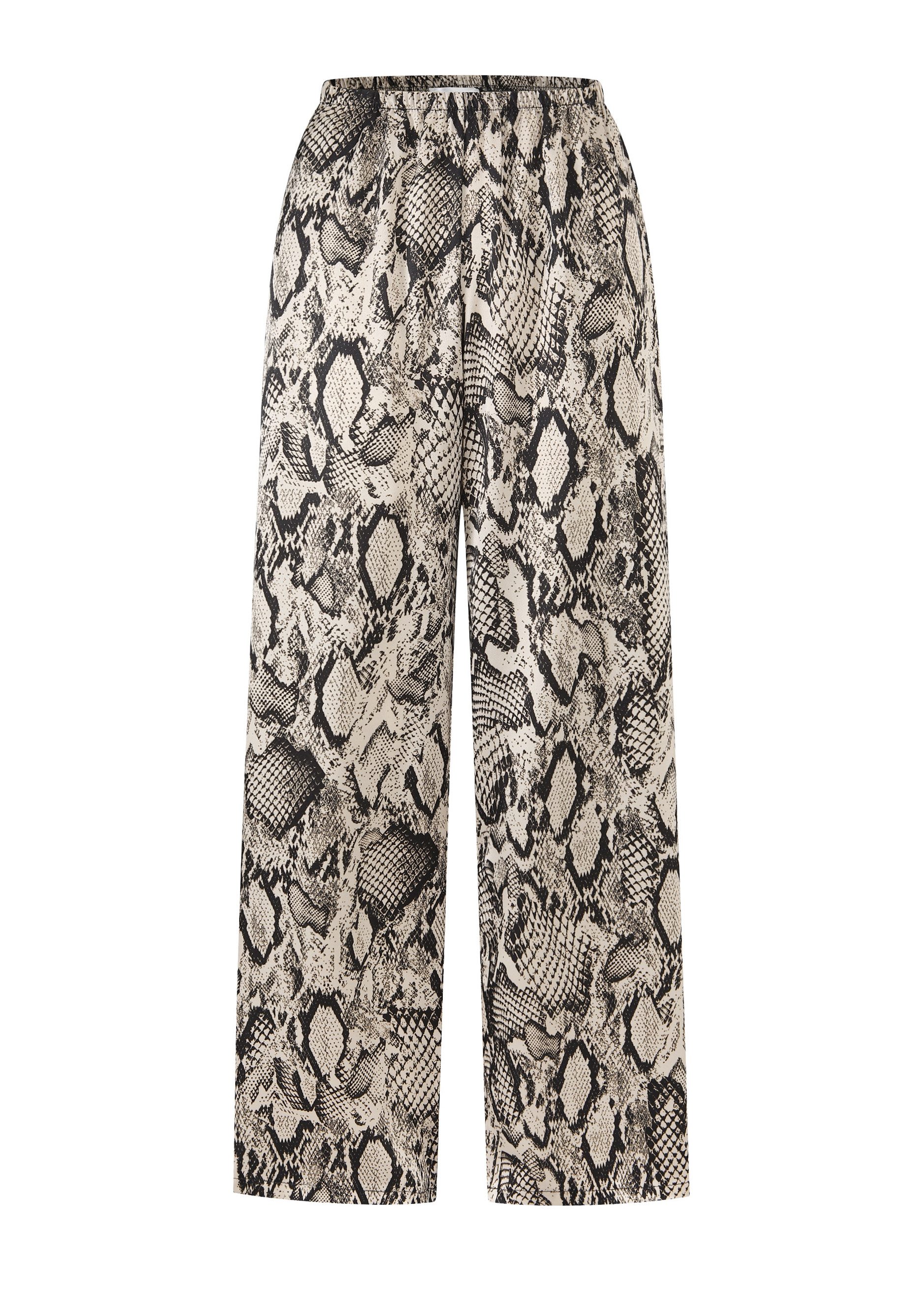 SASSYCLASSY Stoffhose High-Waist Satinhose Damen Lang mit Reptil-Print Lock günstig online kaufen