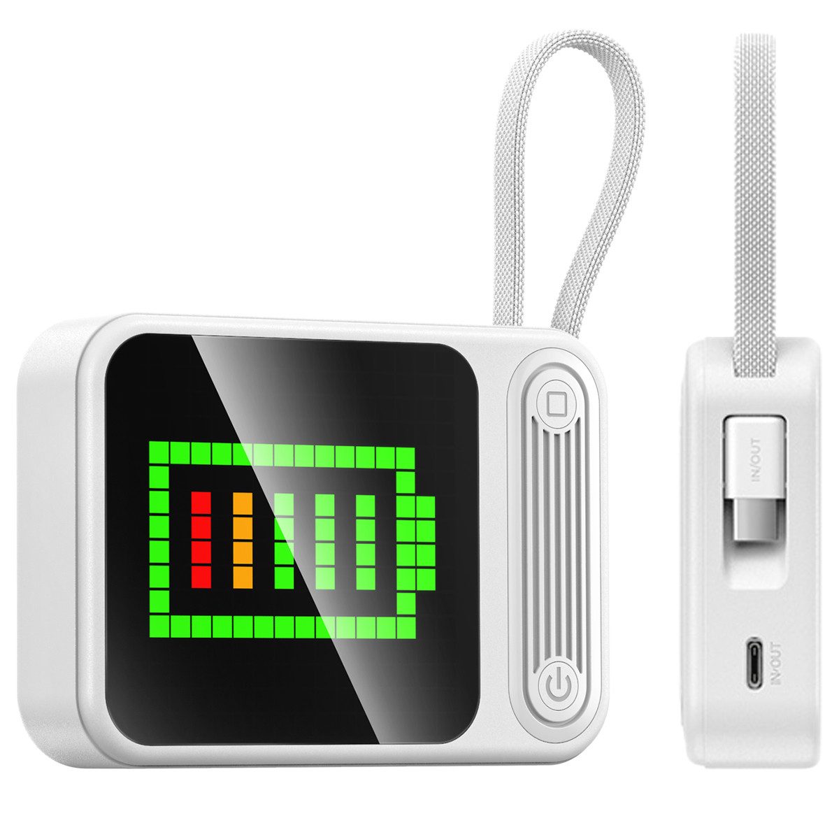 ORICO PixCharge Plus Powerbank 10000mAh mit 22,5W Schnellladung, Powerbank 256-LED Pixel Display & App-Steuerung, Integriertem USB-C Kabel 10000 mAh (5V, 12V, 9V V), externer Akku für Smartphone & Tablet