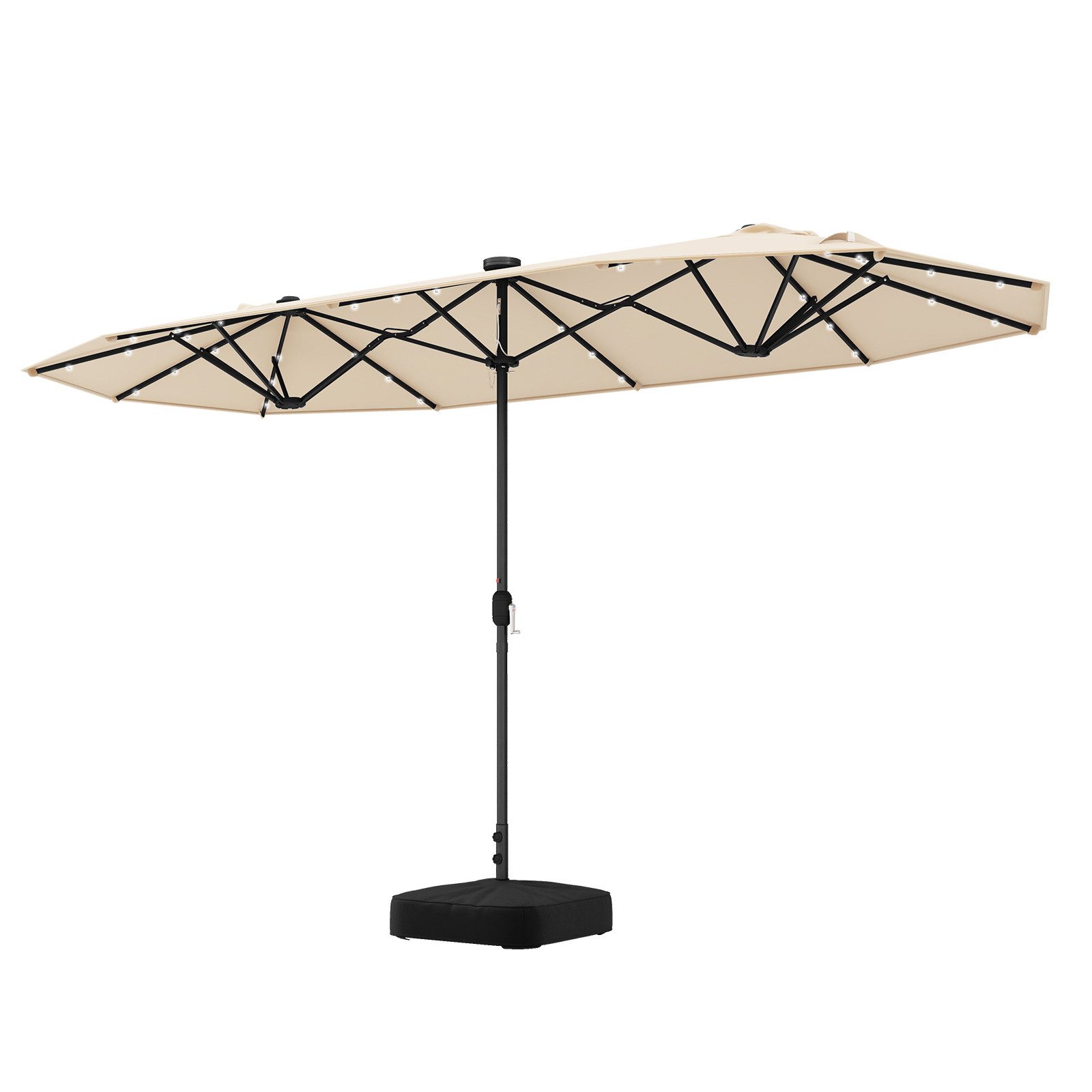 COSTWAY Sonnenschirm, 400 x 200 cm, LED-Solar-Beleuchtung, mit Ständer