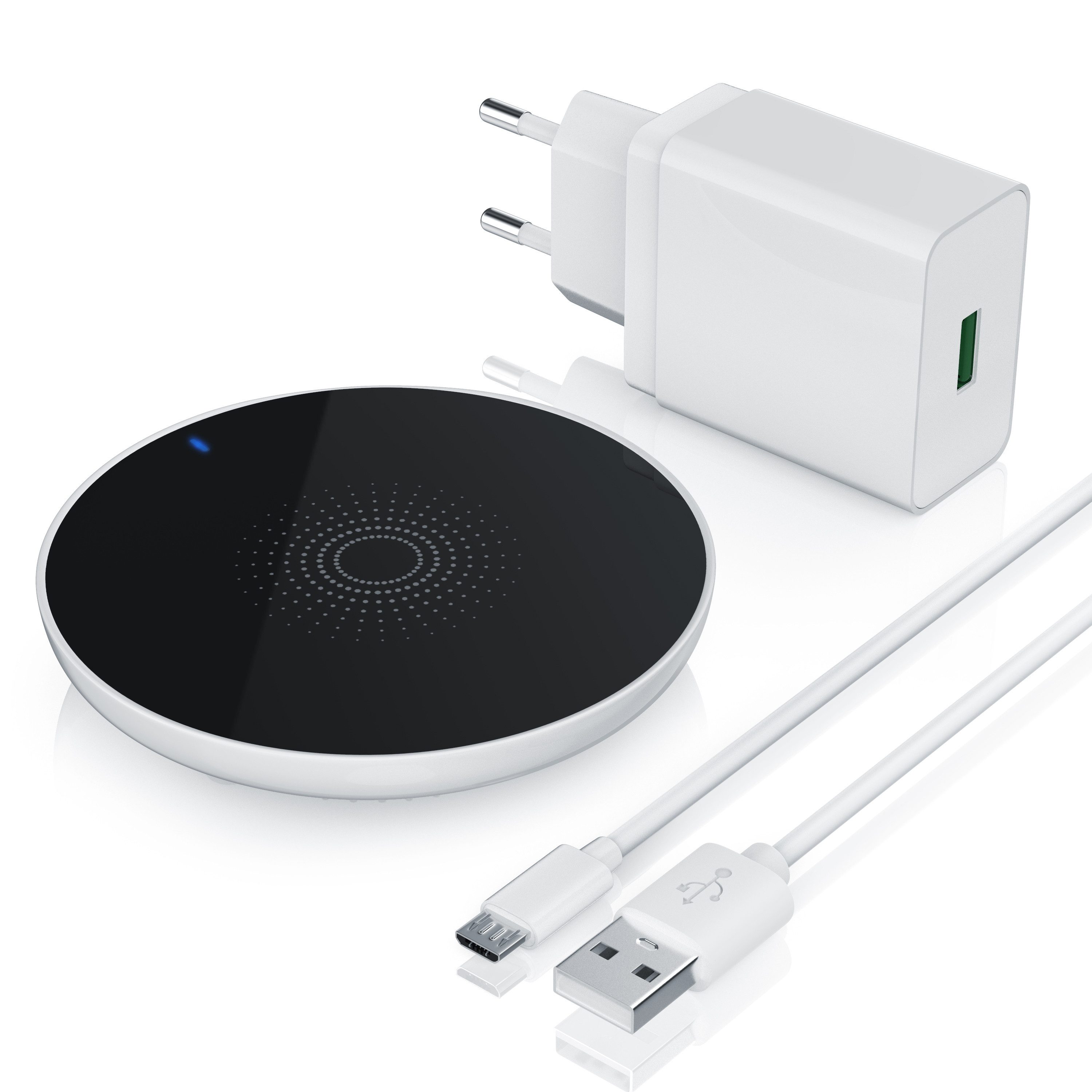 Aplic Wireless Charger inkl. USB Netzteil, Ladestation, Qi-Charger, 1,5A-2A Induktions-Ladegerät (für Smartphones und Tablets Samsung, iPhone Huawei, Honor, Xiaomi)