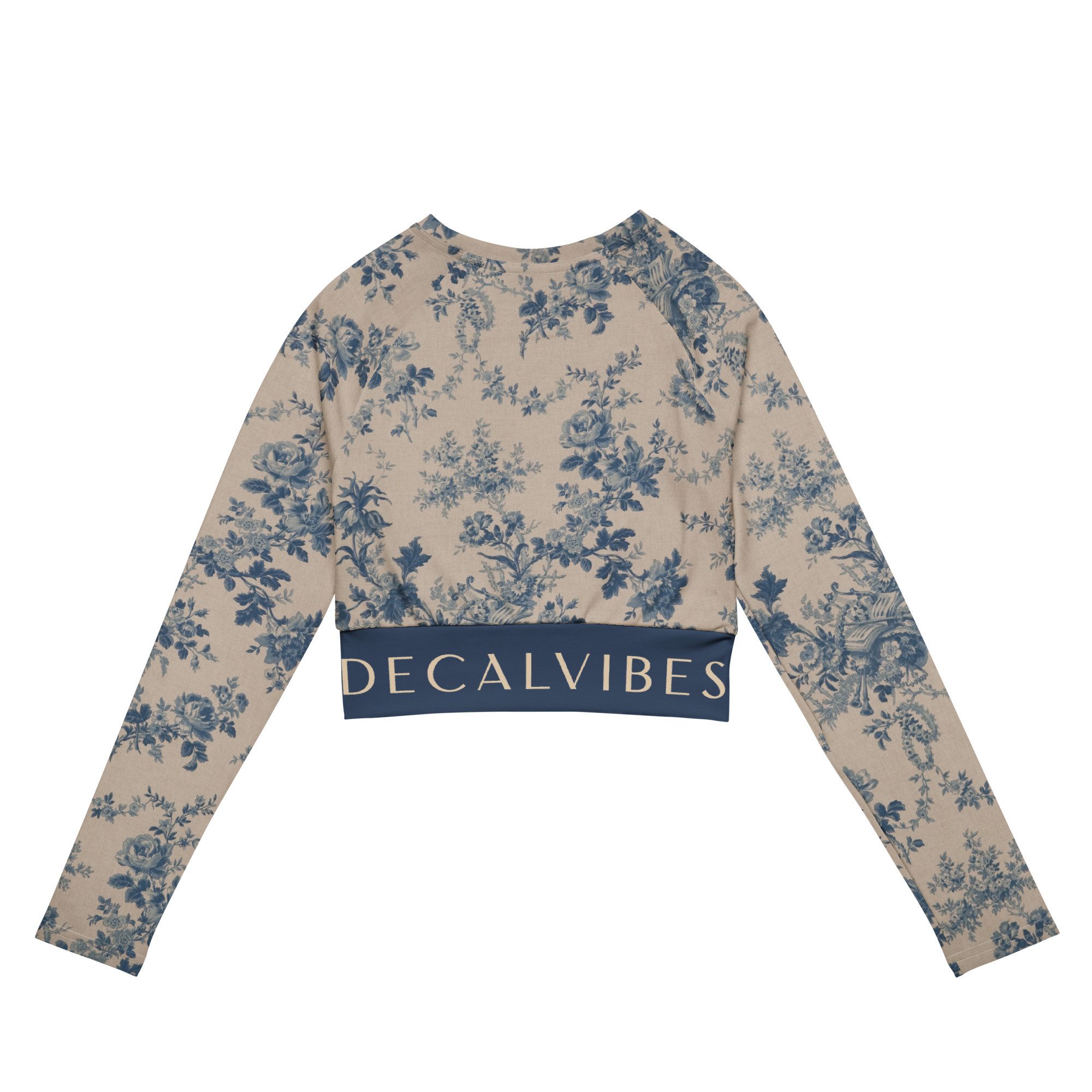 DECALVIBES Crop-Top Crop Top mit langen Ärmeln Ultimate Pastell Plants UPF 50+, lange Raglanärmel, Crop-Schnitt, recyceltes Material
