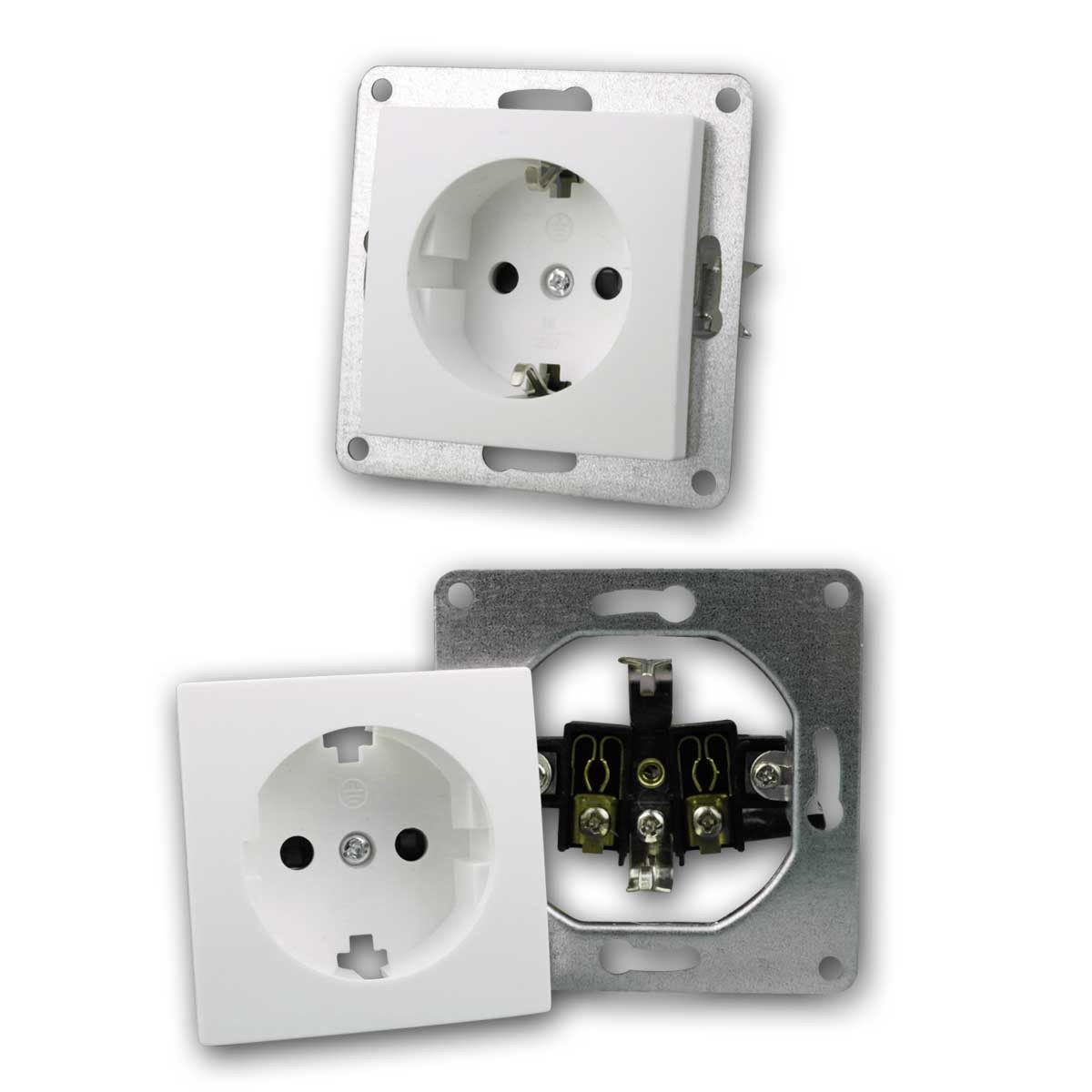 McPower Unterputz-Steckdose FLAIR Doppelsteckdose weiß, 250V~/16A, UP, Schraub