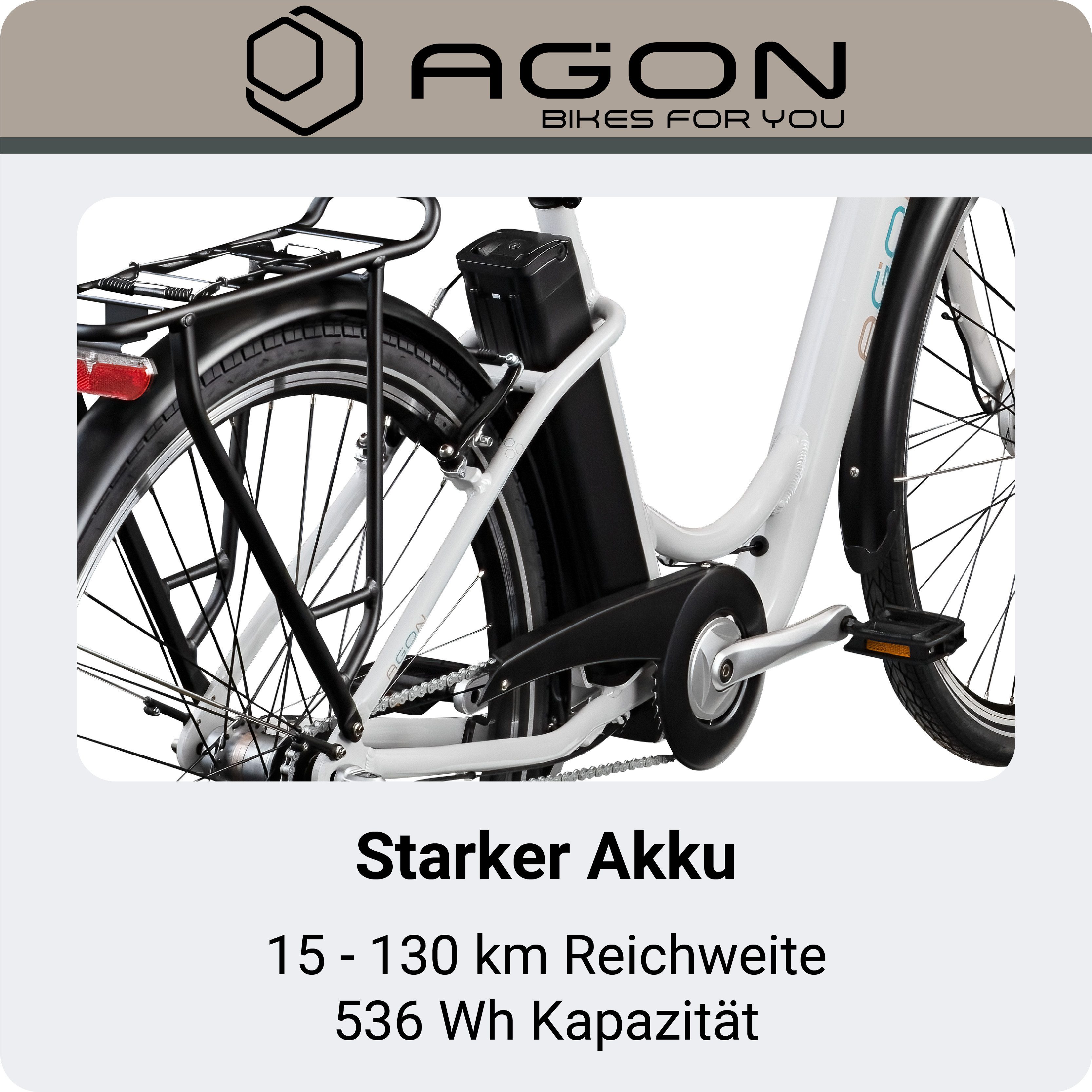 AGON E-Bike Cityrad Aurora, 3 Gang, Nabenschaltung, Frontmotor, 536 Wh, Pedelec, Elektrofahrrad für Damen u. Herren