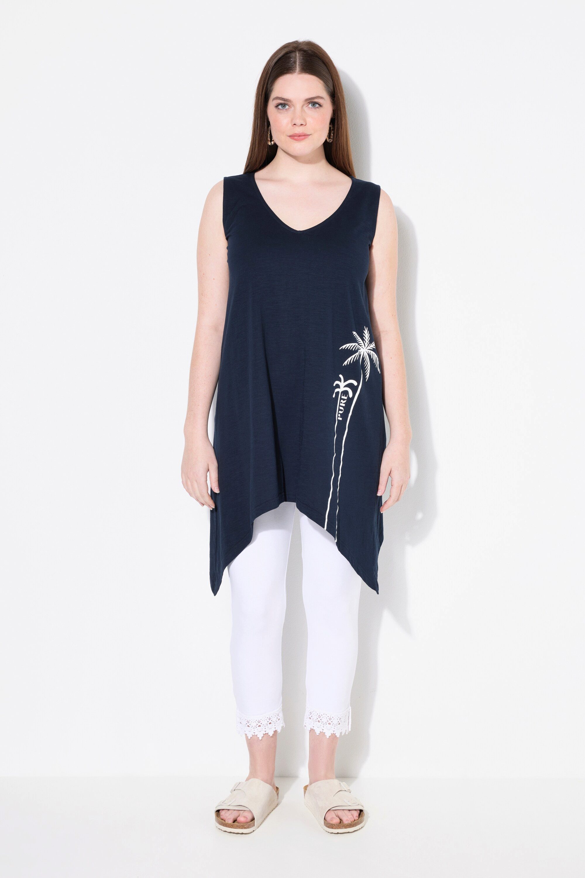 Ulla Popken Longtop Top Zipfelsaum V-Ausschnitt günstig online kaufen