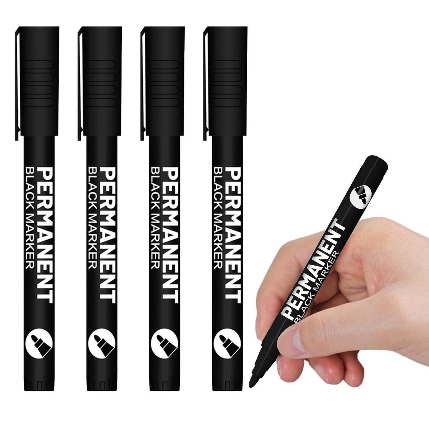 LuxusKollektion Lackmarker Acrylstifte 4er-Set Rundspitze 1mm Schwarz