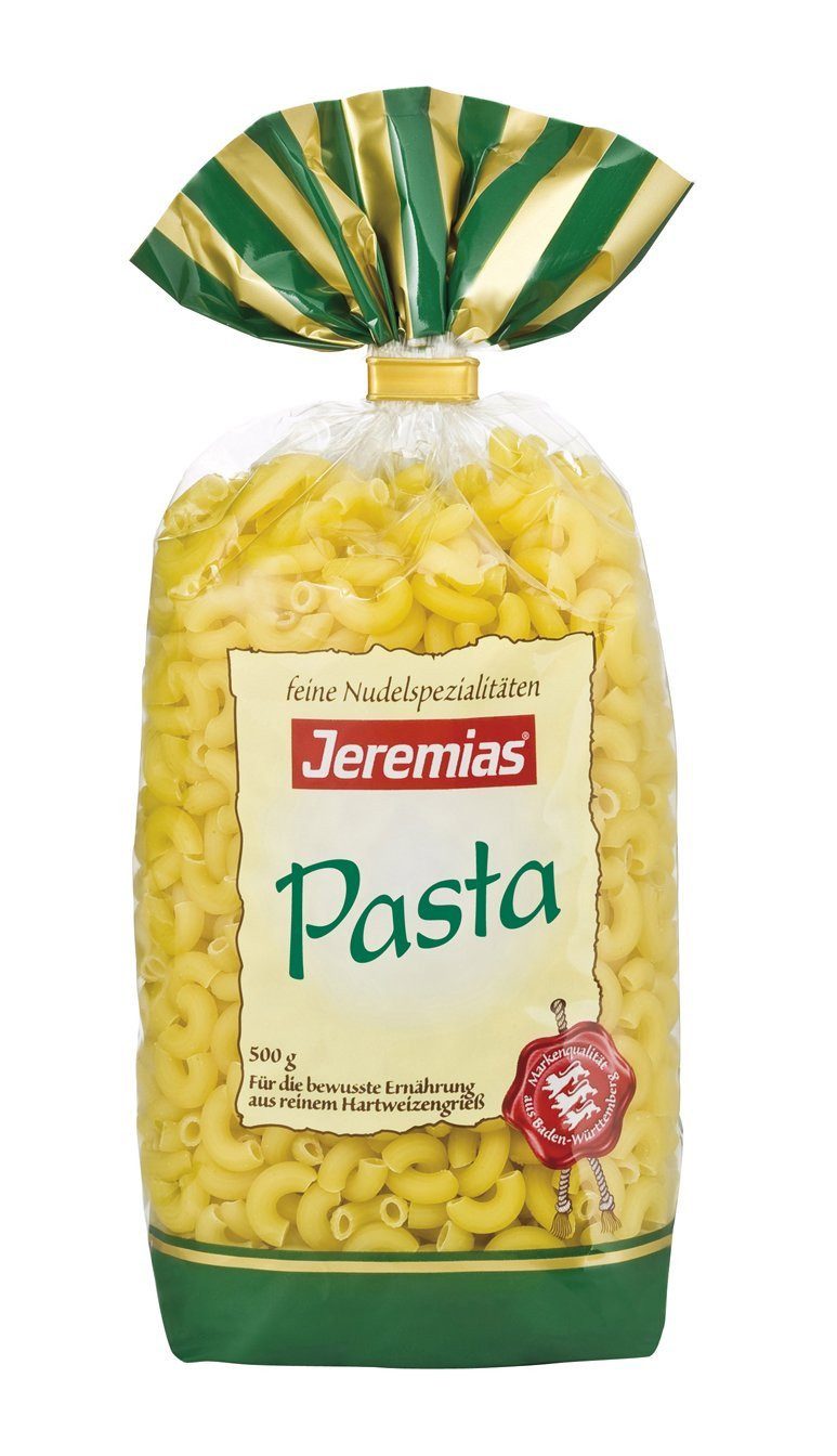 Jeremias Nudeln, Jeremias Pasta Hörnchen Nudeln aus Hartweizengriess ohne Ei 500g