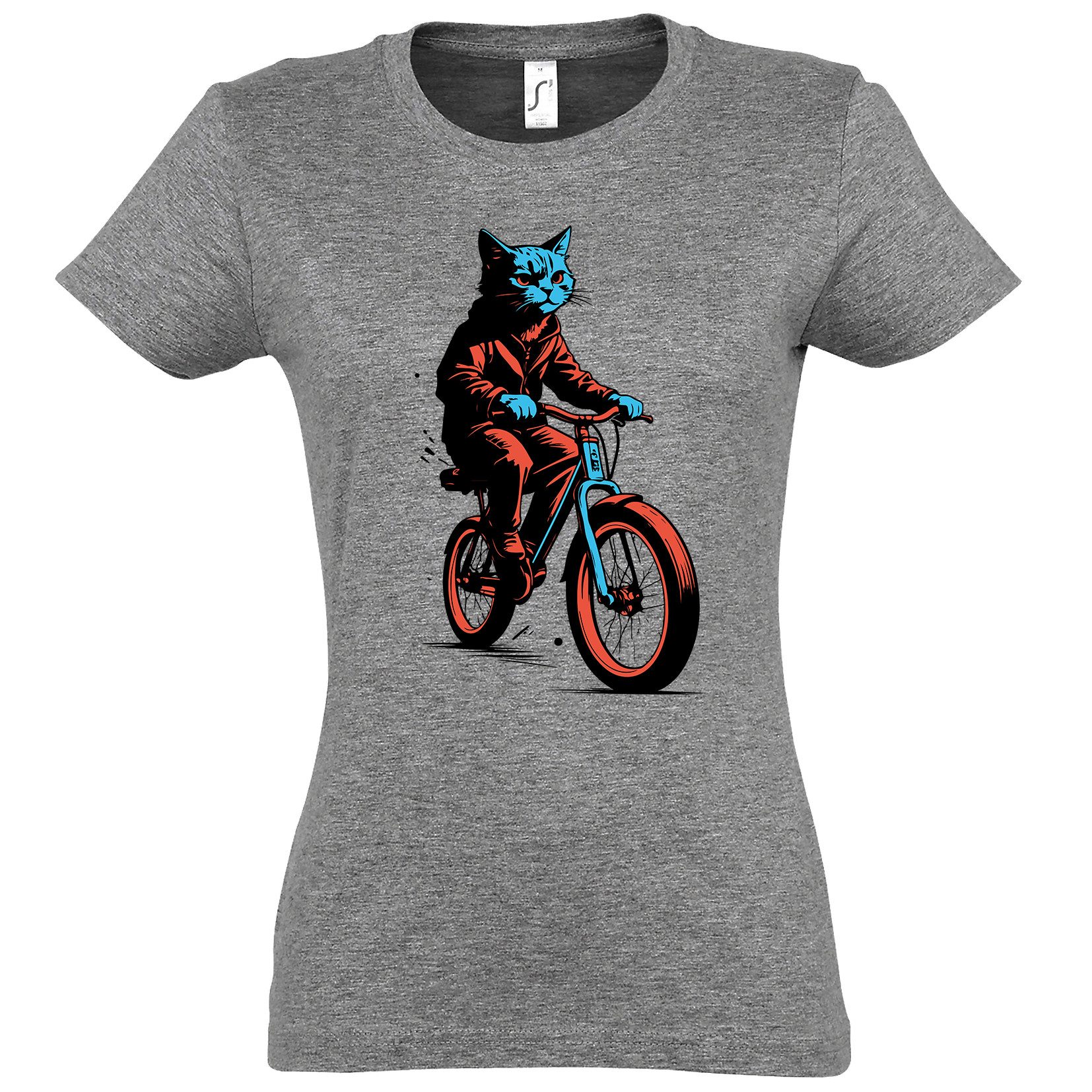 Youth Designz Print-Shirt Katze Fahrrad Damen günstig online kaufen