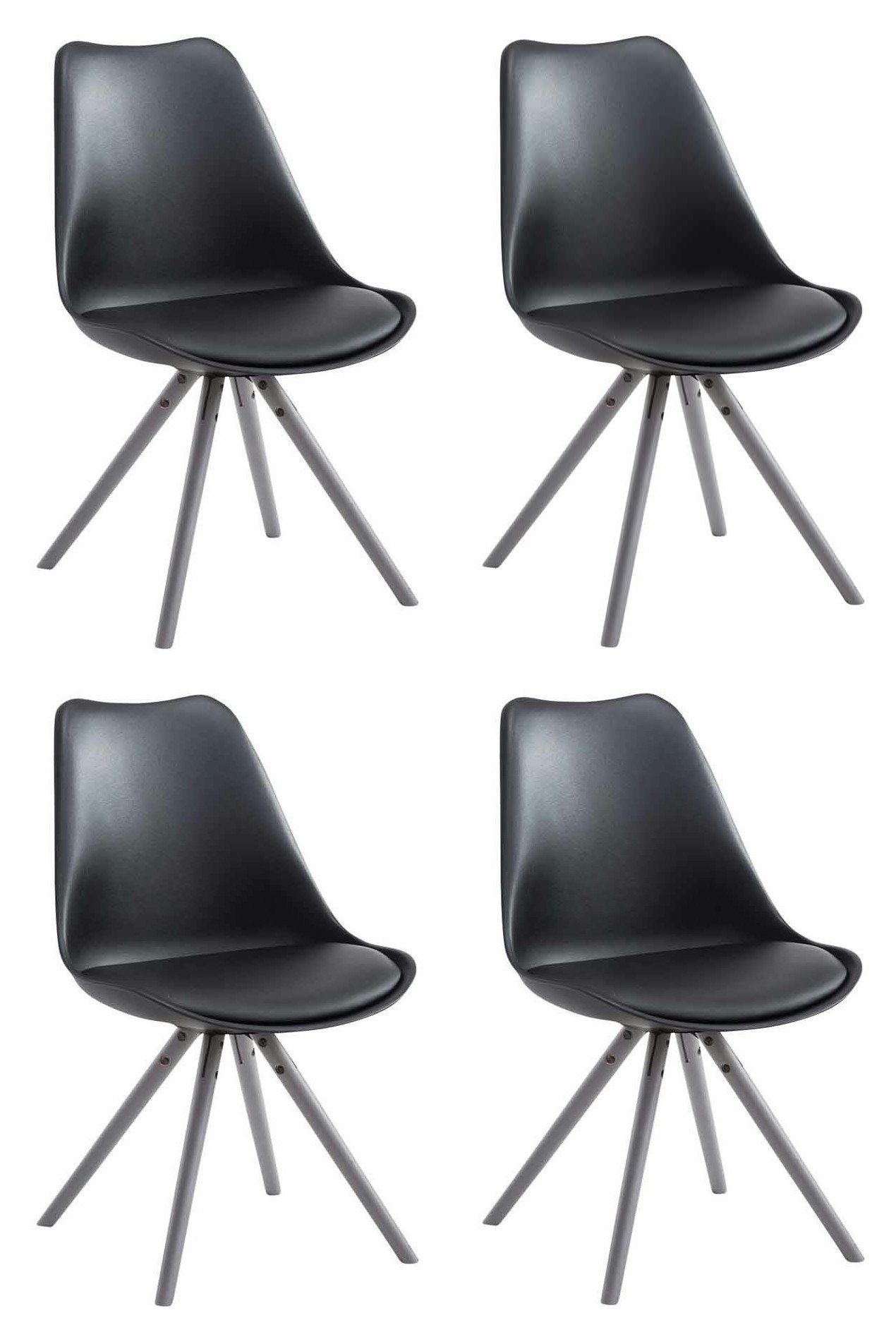 CLP Küchenstuhl Toulouse Rund (4er Set), mit Kunstleder-Bezug schwarz | Stühle
