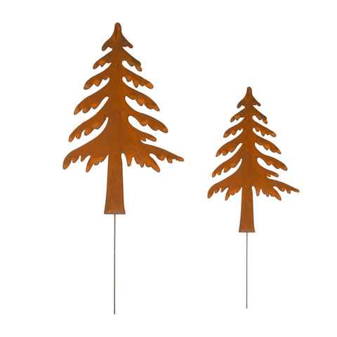 UNUS GARDEN Gartenstecker Tannenbaum in Rostoptik 2er Set (92x71cm und 31x23cm (HxB)