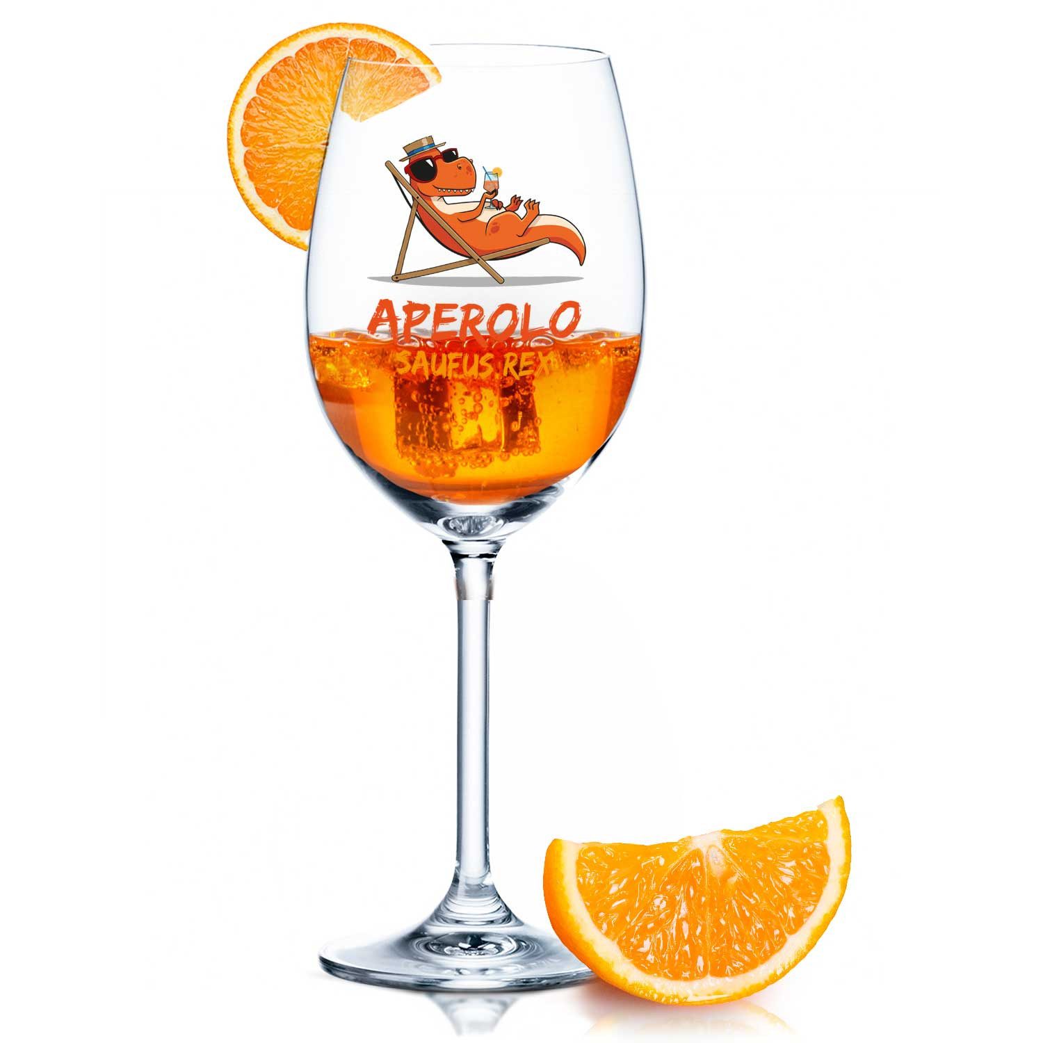 Rotweinglas UV Druck - Aperolo Saufus Rex - Aperol Spritz Glas - Aperol Geschenk