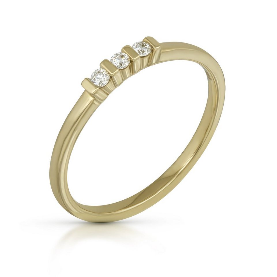 Orolino Fingerring 585/- Gelbgold Brillant, Hochglanzpolierte Oberflächen