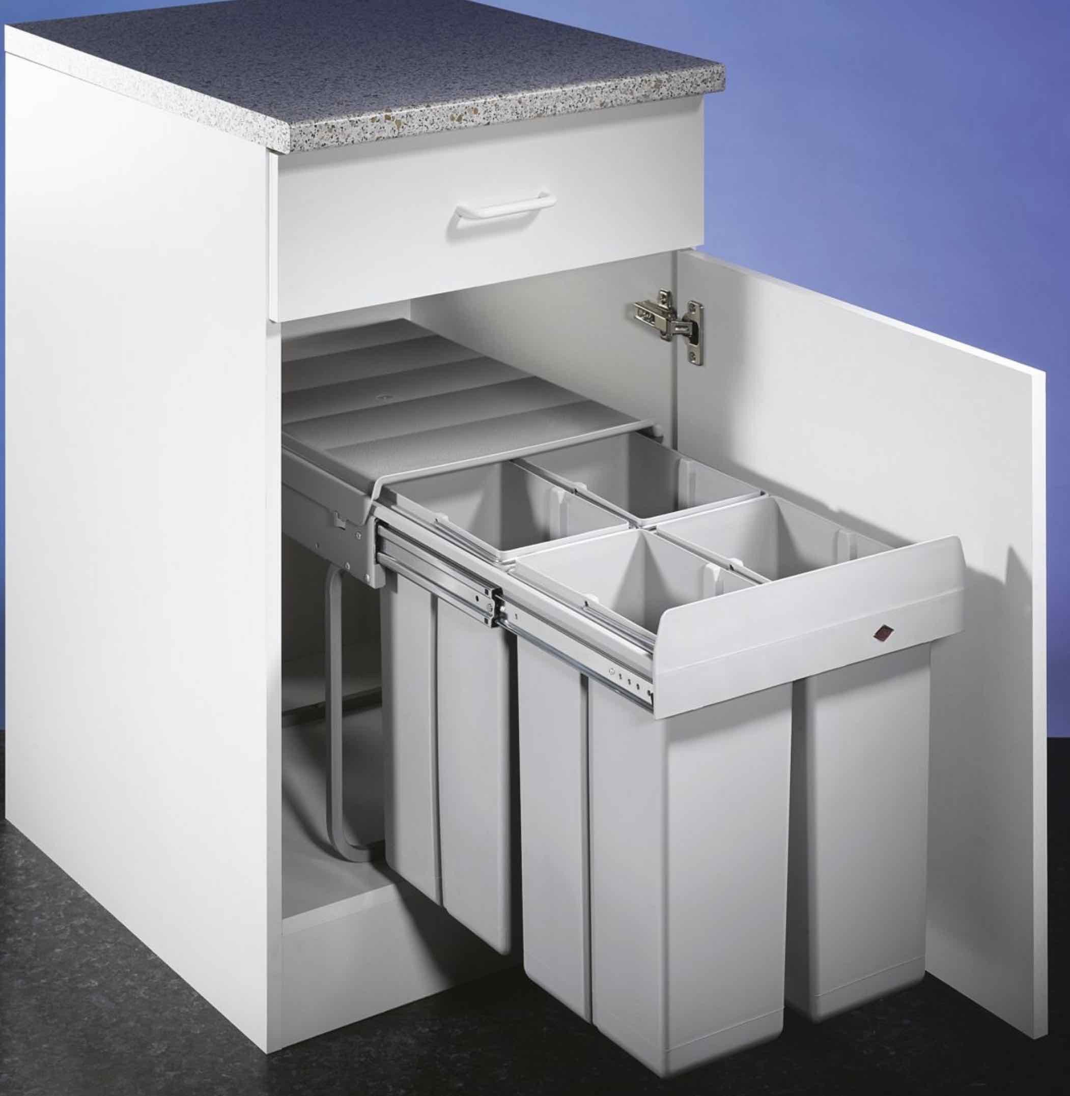 WESCO Einbaumülleimer WESCO® Traditionline Quadro-Master 410 S/400-4, alu grau