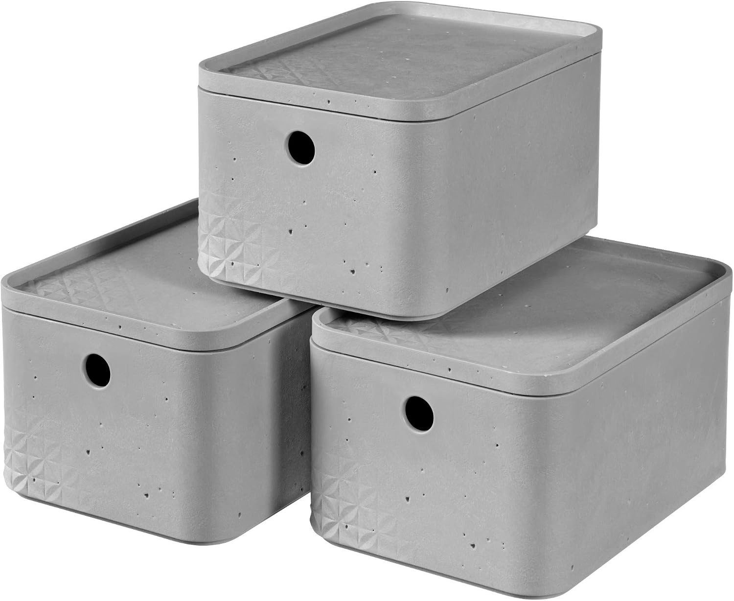 Curver Aufbewahrungsbox 3er Set Aufbewahrungsbox 4 Liter mit Deckel Stapelbox Kunststoff, Ordnungsbox Aufbewahrungskiste Organizer Box Sortierbox