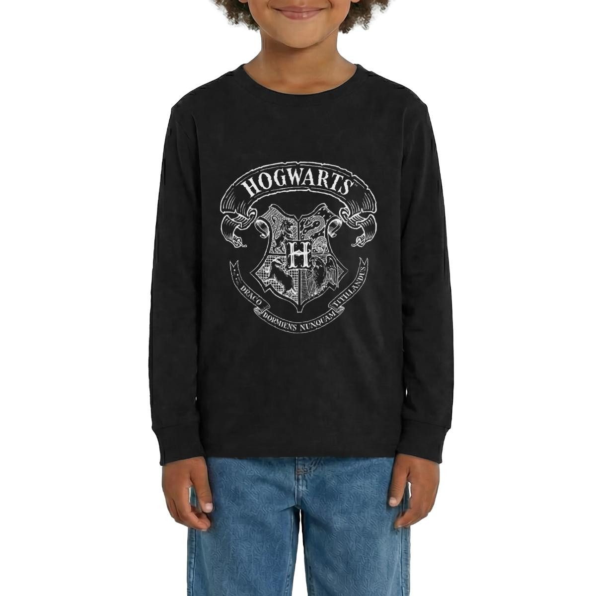 Spreadshirt T-Shirt Harry Potter Hogwarts Wappen Zeichnung Teenager Premium Langarmshirt (1-tlg)