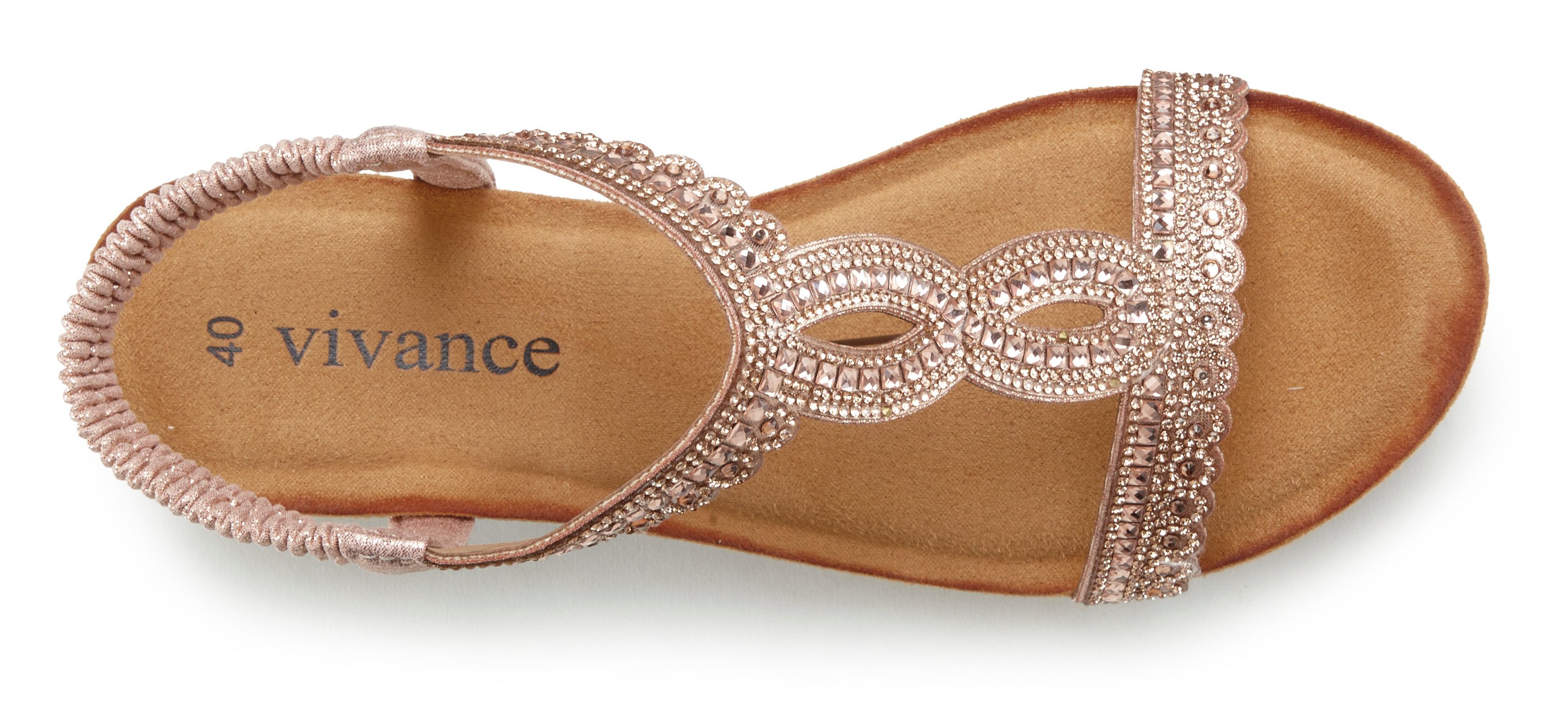 Vivance Sommerschuh, offener Schuh, Sandale, Keilsandalette, Sandalette mit Glitzerdetails, Keilabsatz & elastischem Riemchen VEGAN